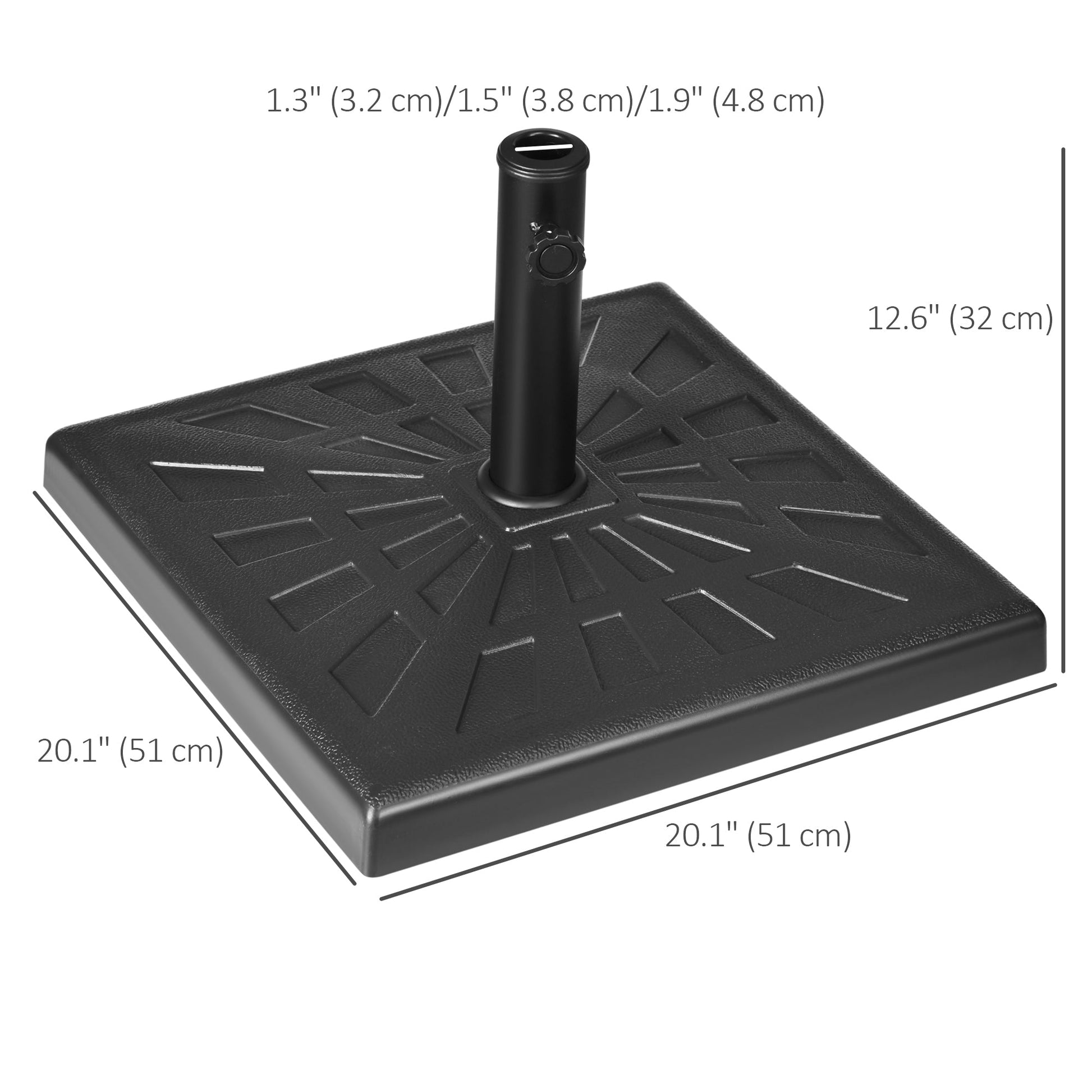 20" Resin Patio Umbrella Base, 42 lb Heavy Duty Outdoor Umbrella Stand, Square Market Umbrella Holder for Garden, Backyard, Black