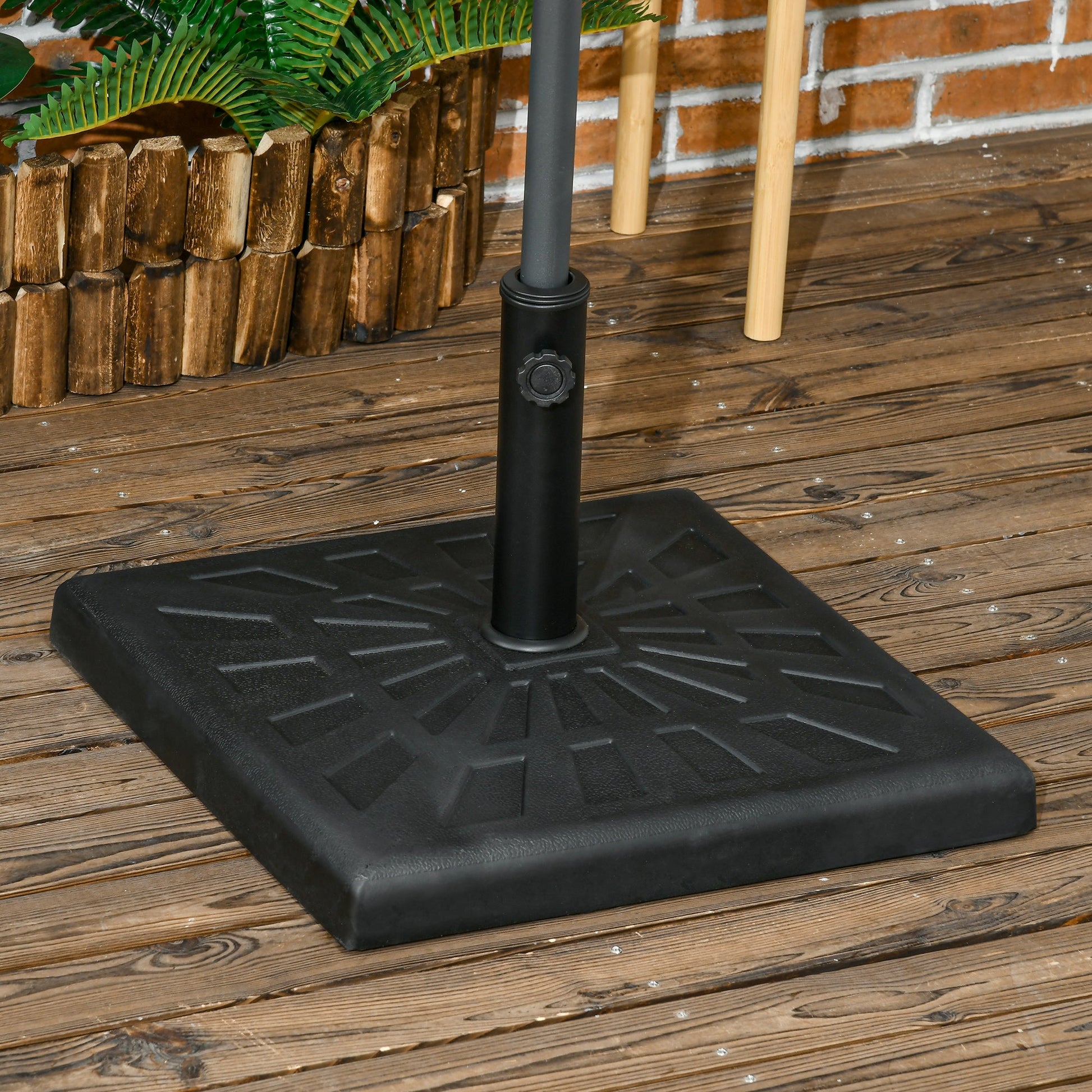 20" Resin Patio Umbrella Base, 42 lb Heavy Duty Outdoor Umbrella Stand, Square Market Umbrella Holder for Garden, Backyard, Black