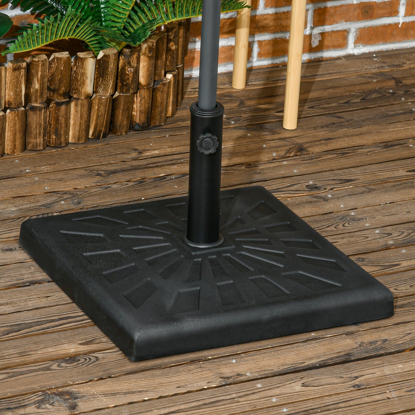 20" Resin Patio Umbrella Base, 42 lb Heavy Duty Outdoor Umbrella Stand, Square Market Umbrella Holder for Garden, Backyard, Black