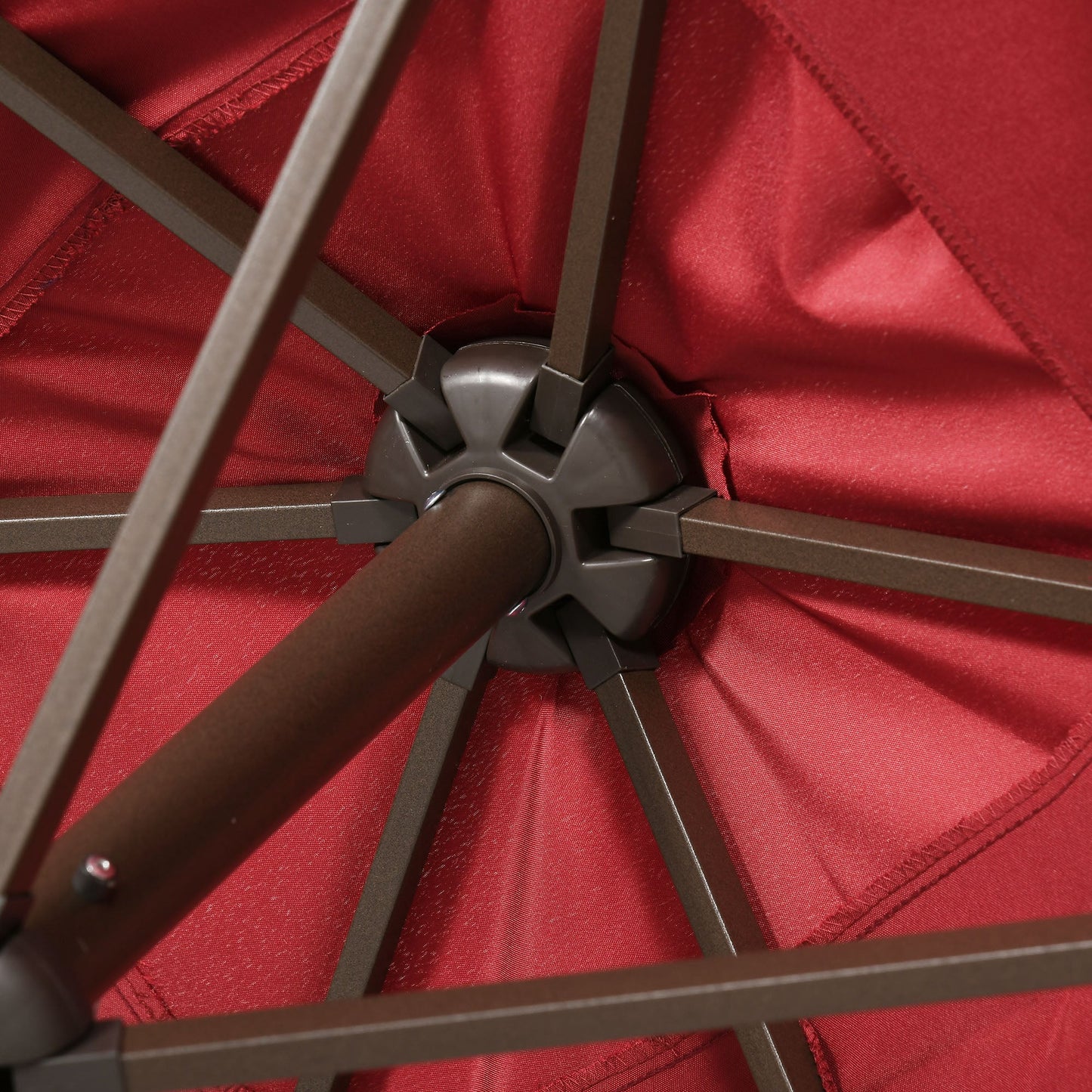 6.5x10ft Patio Umbrella Rectangle Solar Powered Tilt Aluminum Outdoor Market Parasol with LEDs Crank (Wine Red)