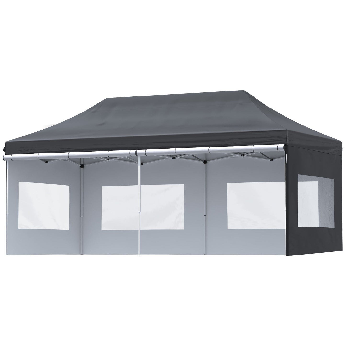20' x 10' Pop Up Canopy Tent Instant Folding Shelter Gazebo with Removable Sidewalls, 6 Windows, 4 Sand Weights Bags and Carrying Bag, Black