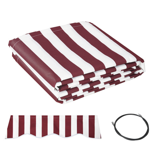 11' x 10' Retractable Awning Fabric Replacement Outdoor Sunshade Canopy Awning Cover, UV Protection, Red and White