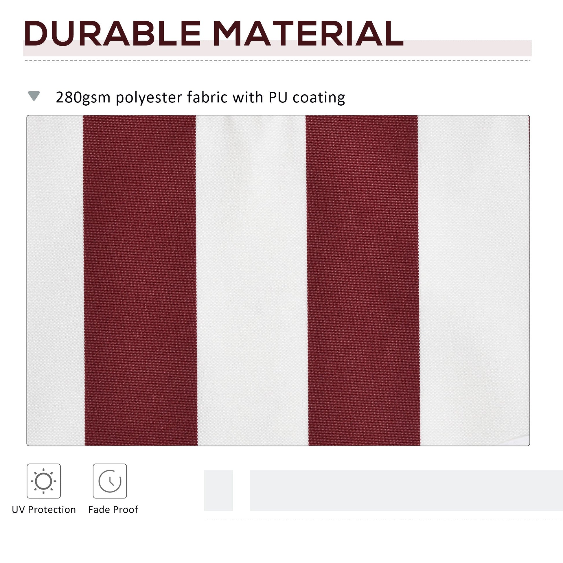 11' x 10' Retractable Awning Fabric Replacement Outdoor Sunshade Canopy Awning Cover, UV Protection, Red and White