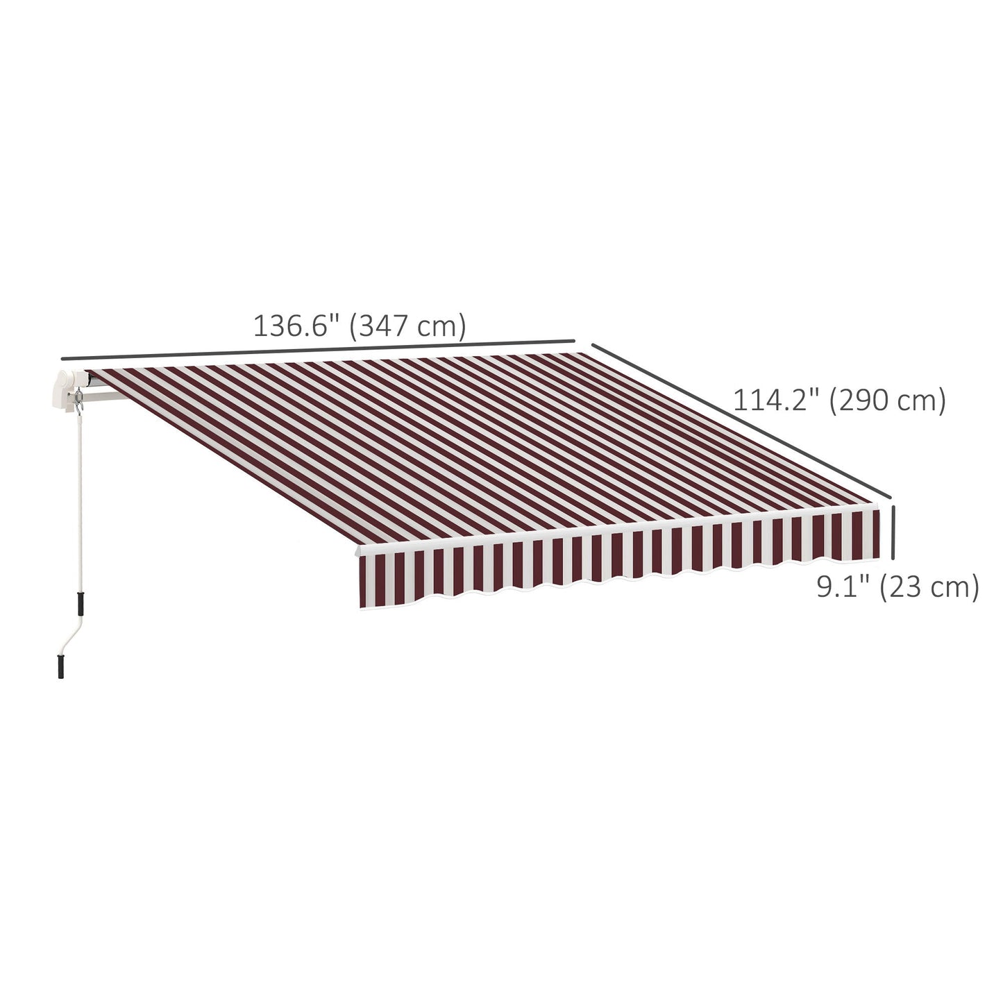 11' x 10' Retractable Awning Fabric Replacement Outdoor Sunshade Canopy Awning Cover, UV Protection, Red and White