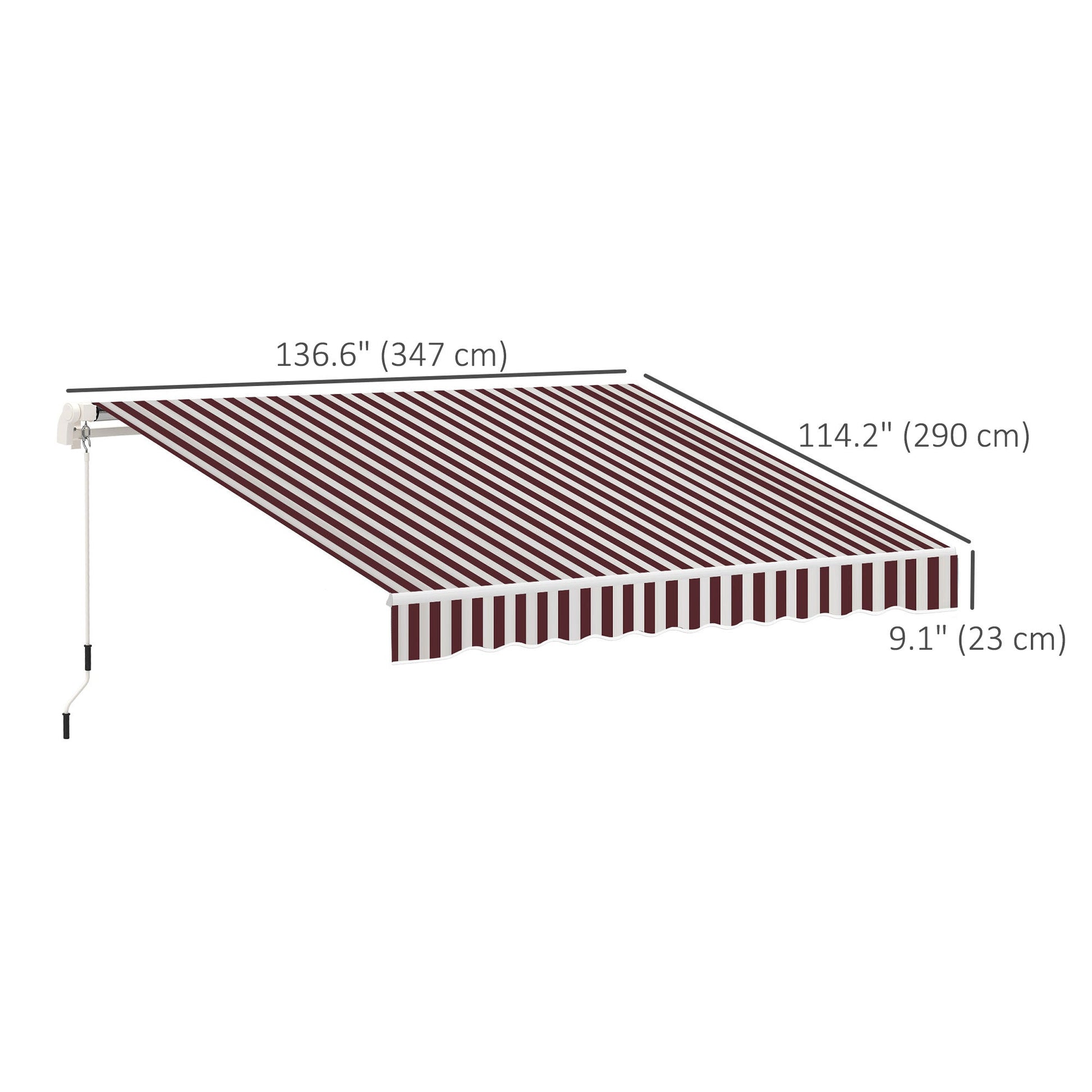 11' x 10' Retractable Awning Fabric Replacement Outdoor Sunshade Canopy Awning Cover, UV Protection, Red and White