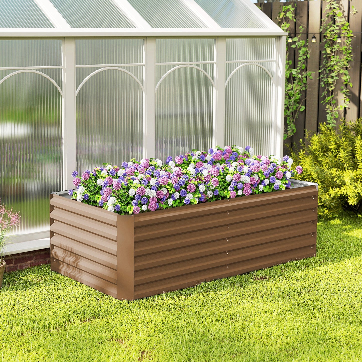 Galvanized Raised Garden Bed, 6' x 3' x 2' Outdoor Metal Planter Box, Standing Raised Bed for Growing Flowers, Herbs and Vegetables, Brown