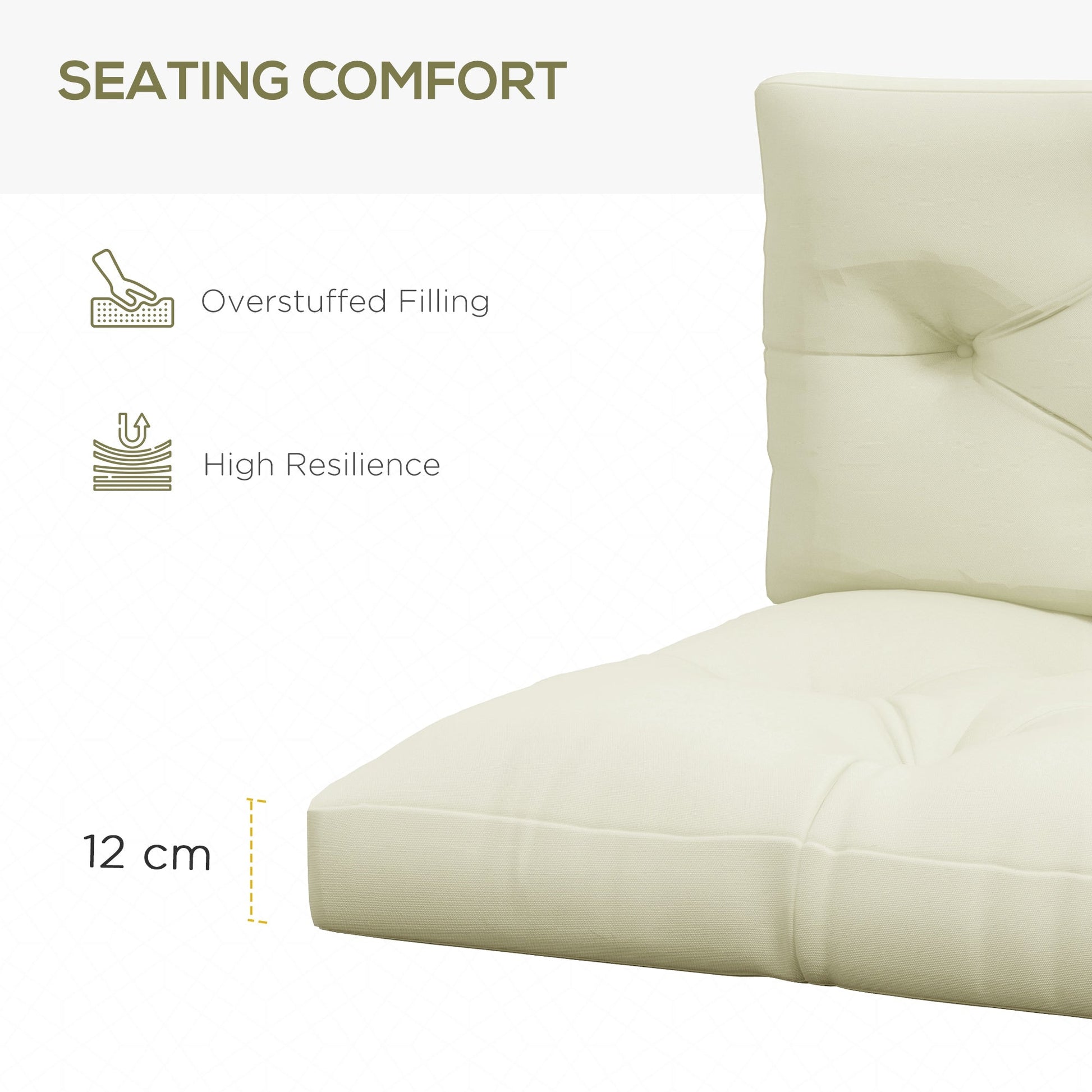 2 Seater 5" Thick Outdoor Seat Cushions with Back Cushion for Pallet, Loveseat Outdoor Furniture Cushions, Fade-Resistant Replacement Patio Cushions, Cream White
