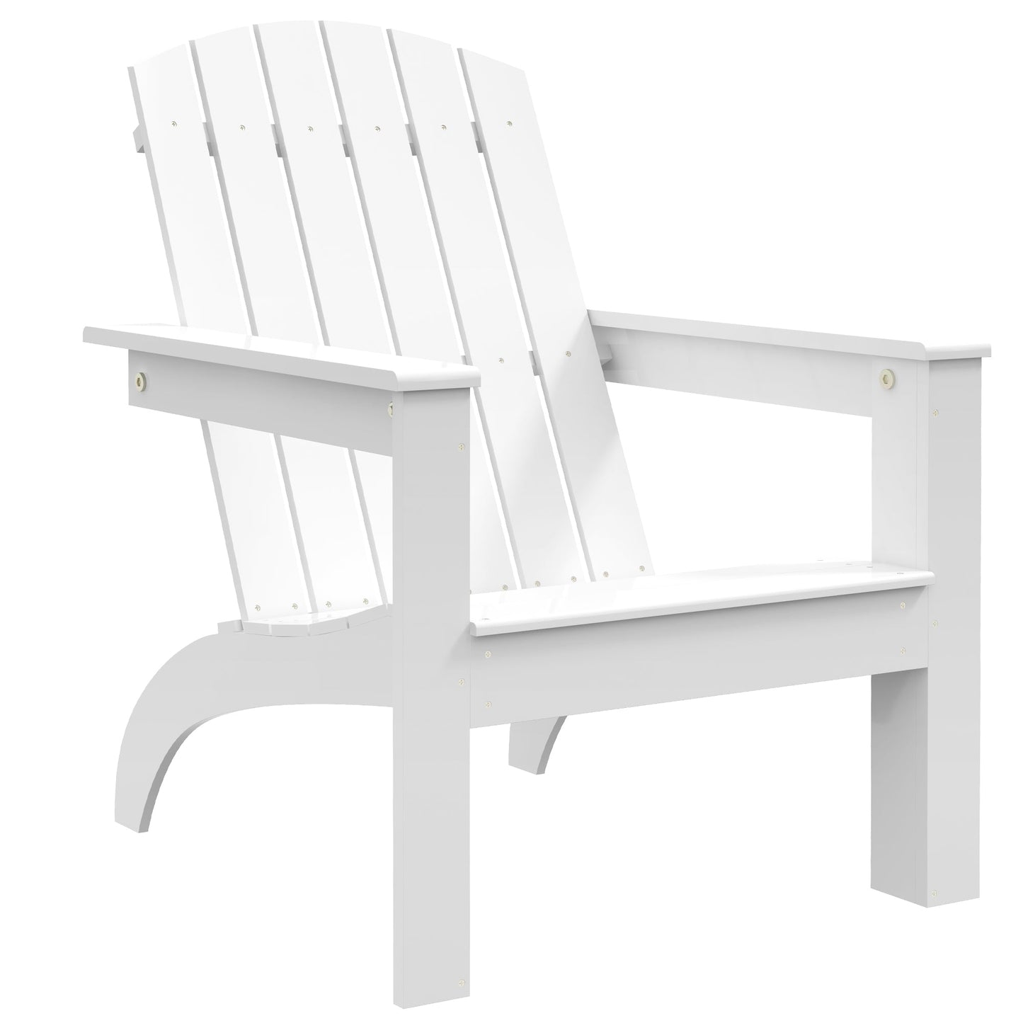 Adirondack Chair Patio Muskoka Chair, Outdoor Poplar Wood Fire Pit Chair, Pre-Assembled Backrest Chaise Adirondack with High-back, Large Seat, for Deck, Garden, White