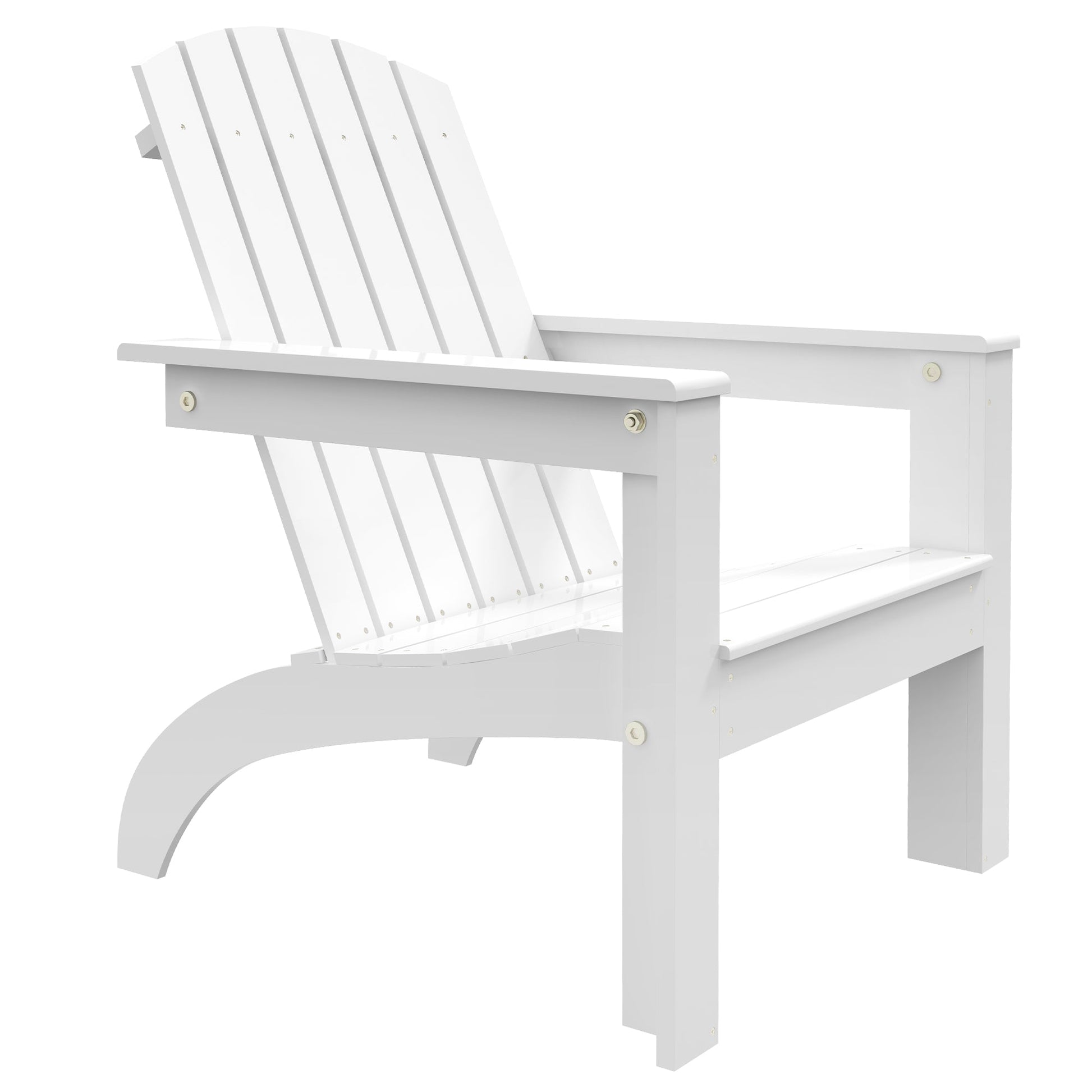 Adirondack Chair Patio Muskoka Chair, Outdoor Poplar Wood Fire Pit Chair, Pre-Assembled Backrest Chaise Adirondack with High-back, Large Seat, for Deck, Garden, White
