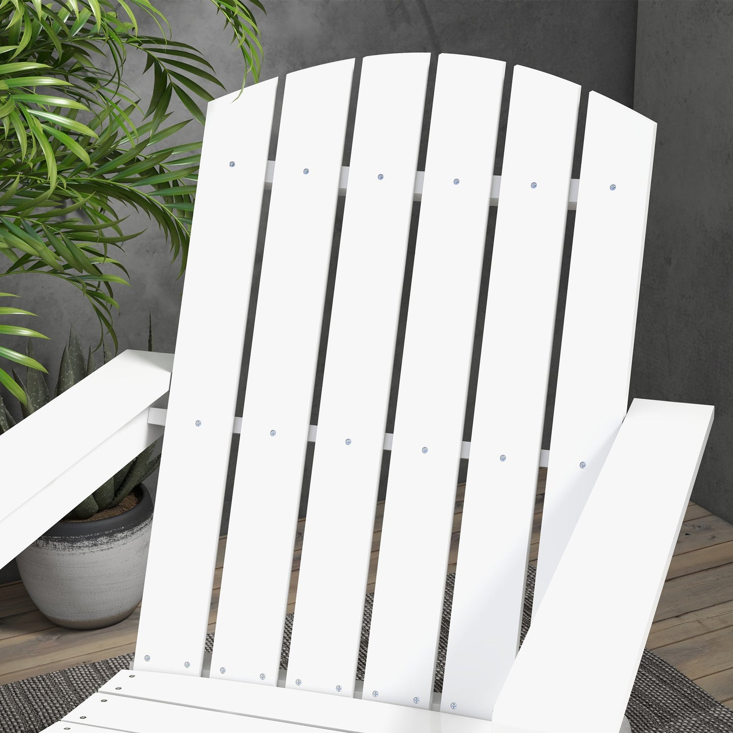 Adirondack Chair Patio Muskoka Chair, Outdoor Poplar Wood Fire Pit Chair, Pre-Assembled Backrest Chaise Adirondack with High-back, Large Seat, for Deck, Garden, White
