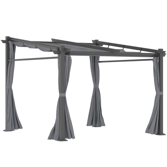 10' x 10' Metal Pergola with Sliding Roof Canopy, Retractable Pergola Canopy for Outdoor, Patio, Dark Grey