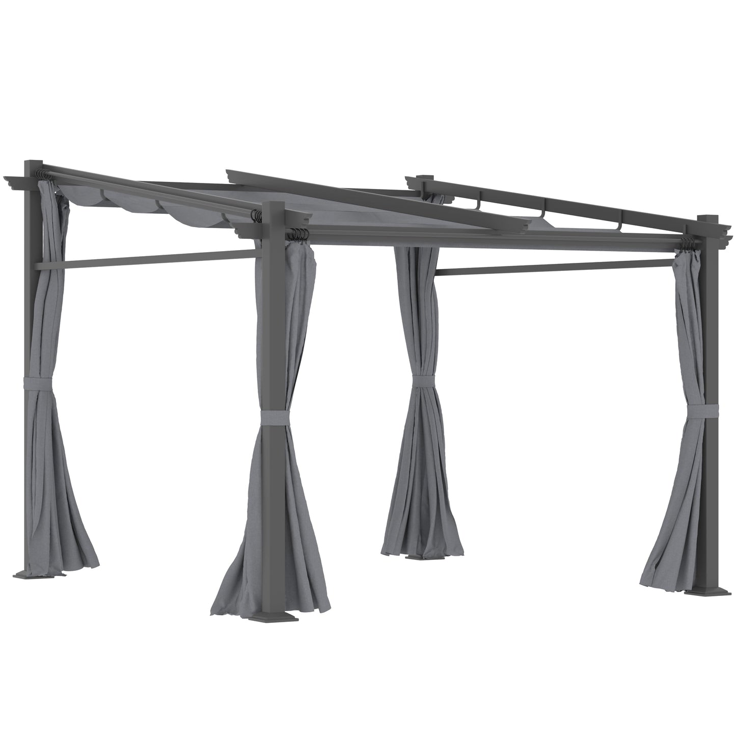 10' x 10' Metal Pergola with Sliding Roof Canopy, Retractable Pergola Canopy for Outdoor, Patio, Dark Grey