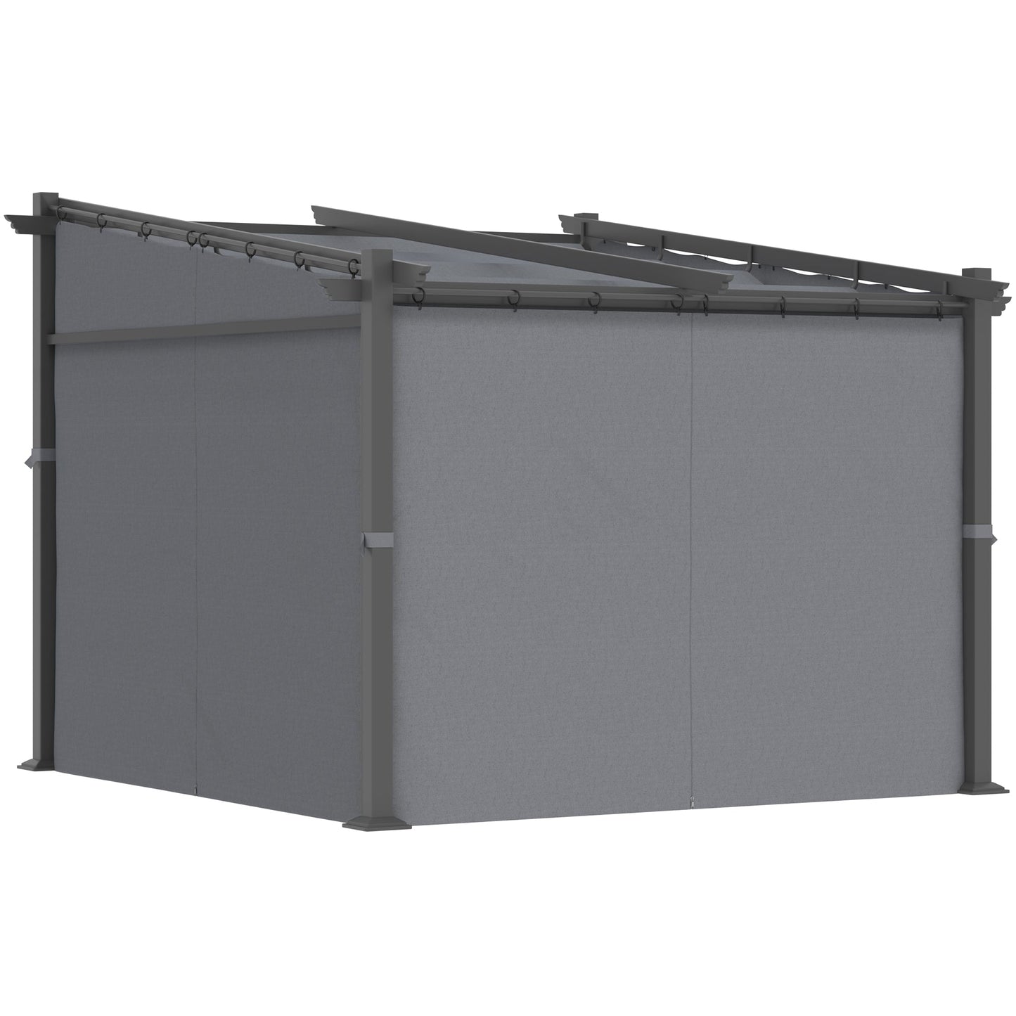 10' x 10' Metal Pergola with Sliding Roof Canopy, Retractable Pergola Canopy for Outdoor, Patio, Dark Grey