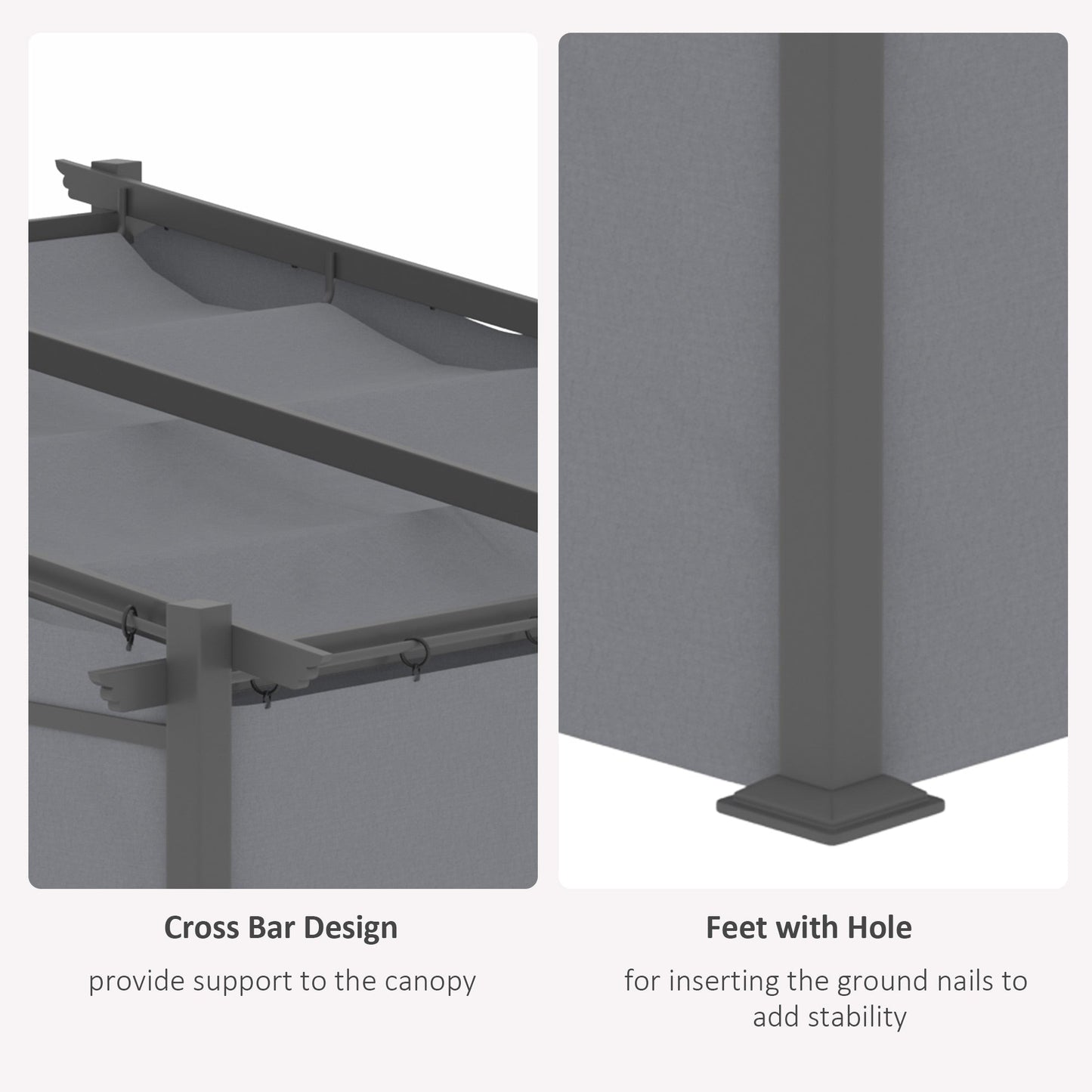10' x 10' Metal Pergola with Sliding Roof Canopy, Retractable Pergola Canopy for Outdoor, Patio, Dark Grey