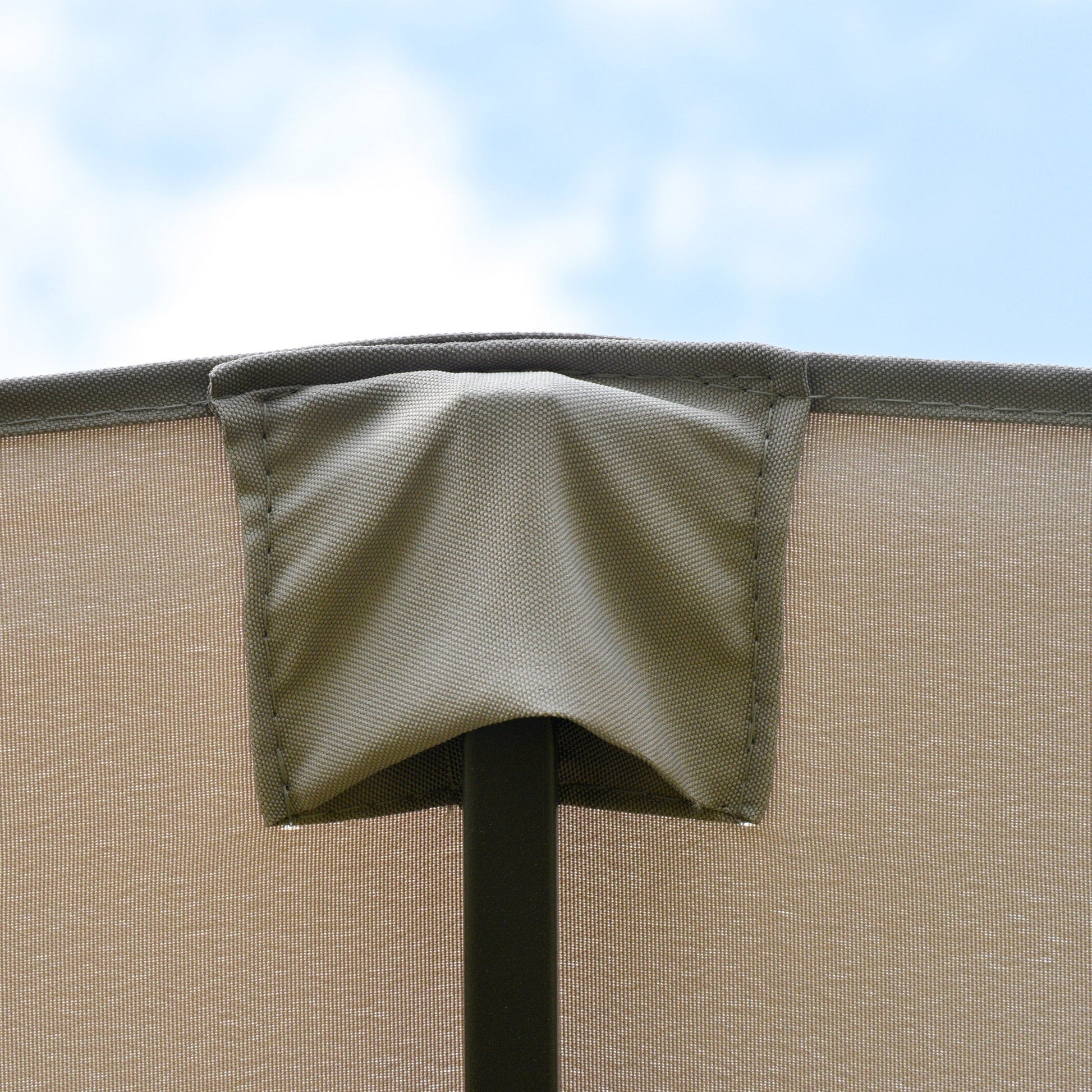 15' Outdoor Patio Umbrella with Twin Canopy Sunshade Steel Table Umbrella with Lift Crank, Cross base, Sandbag, Light Grey