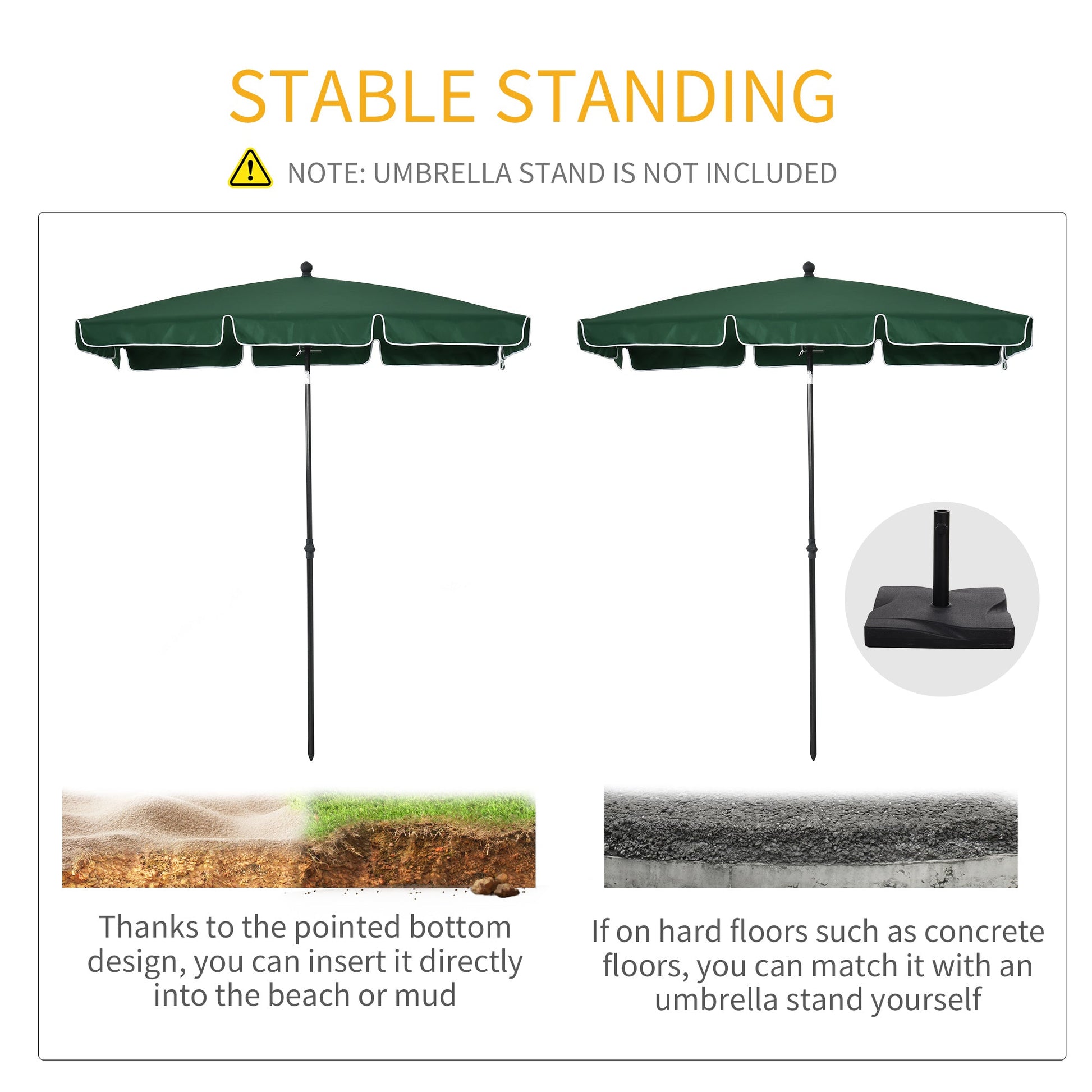 6.5x4ft Rectangle Patio Umbrella Aluminum Tilt Adjustable Garden Parasol Sun Shade Outdoor Canopy Green