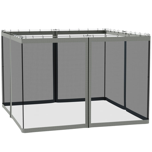 Replacement Mosquito Netting for Gazebo 10' x 10' Black Screen Walls for Canopy with Zippers for Parties and Outdoor Activities, Dark Grey