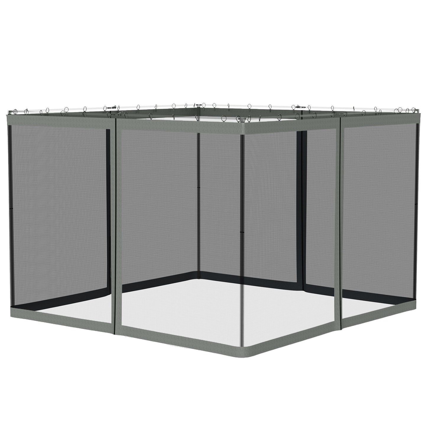 Replacement Mosquito Netting for Gazebo 10' x 10' Black Screen Walls for Canopy with Zippers for Parties and Outdoor Activities, Dark Grey