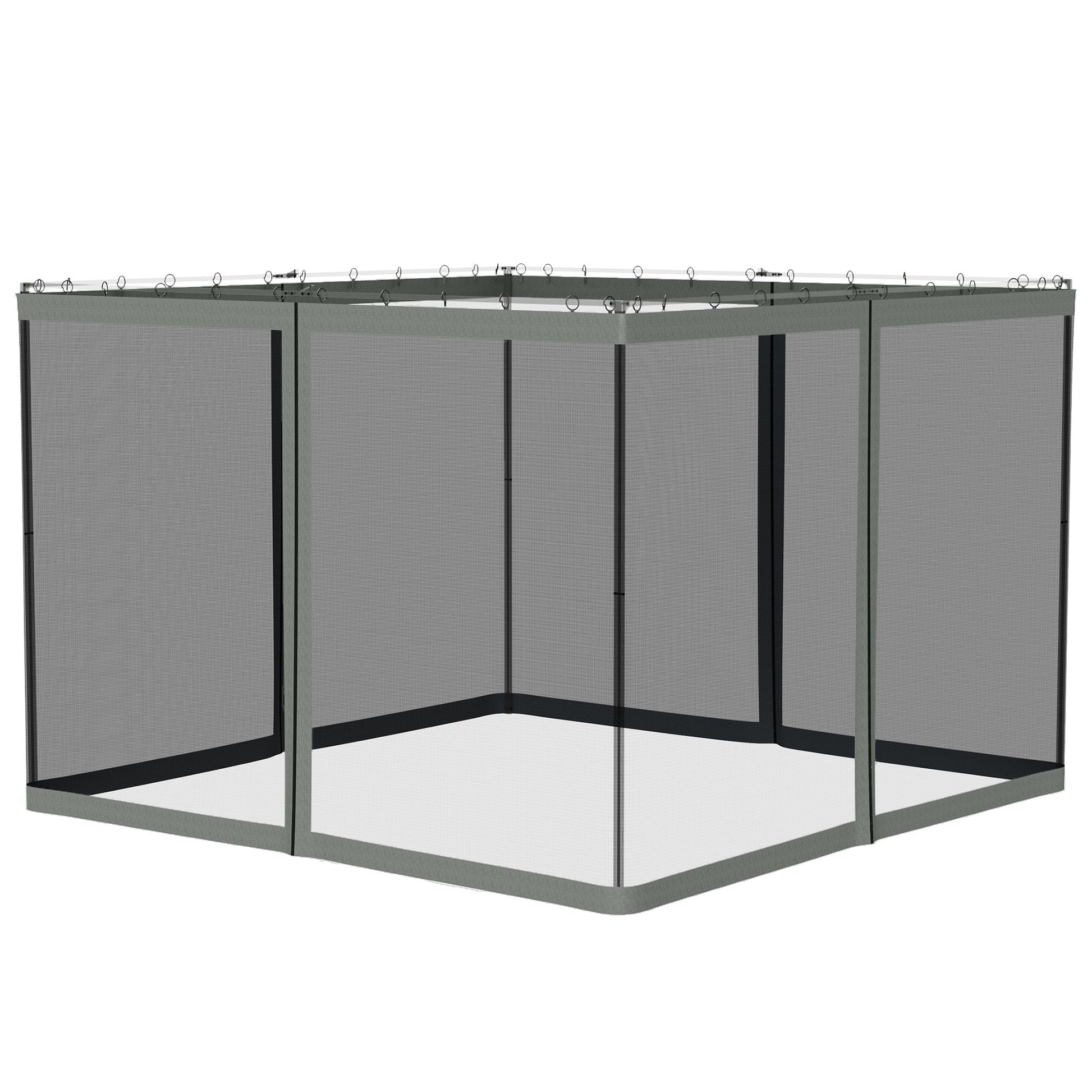 Replacement Mosquito Netting for Gazebo 10' x 10' Black Screen Walls for Canopy with Zippers for Parties and Outdoor Activities, Dark Grey