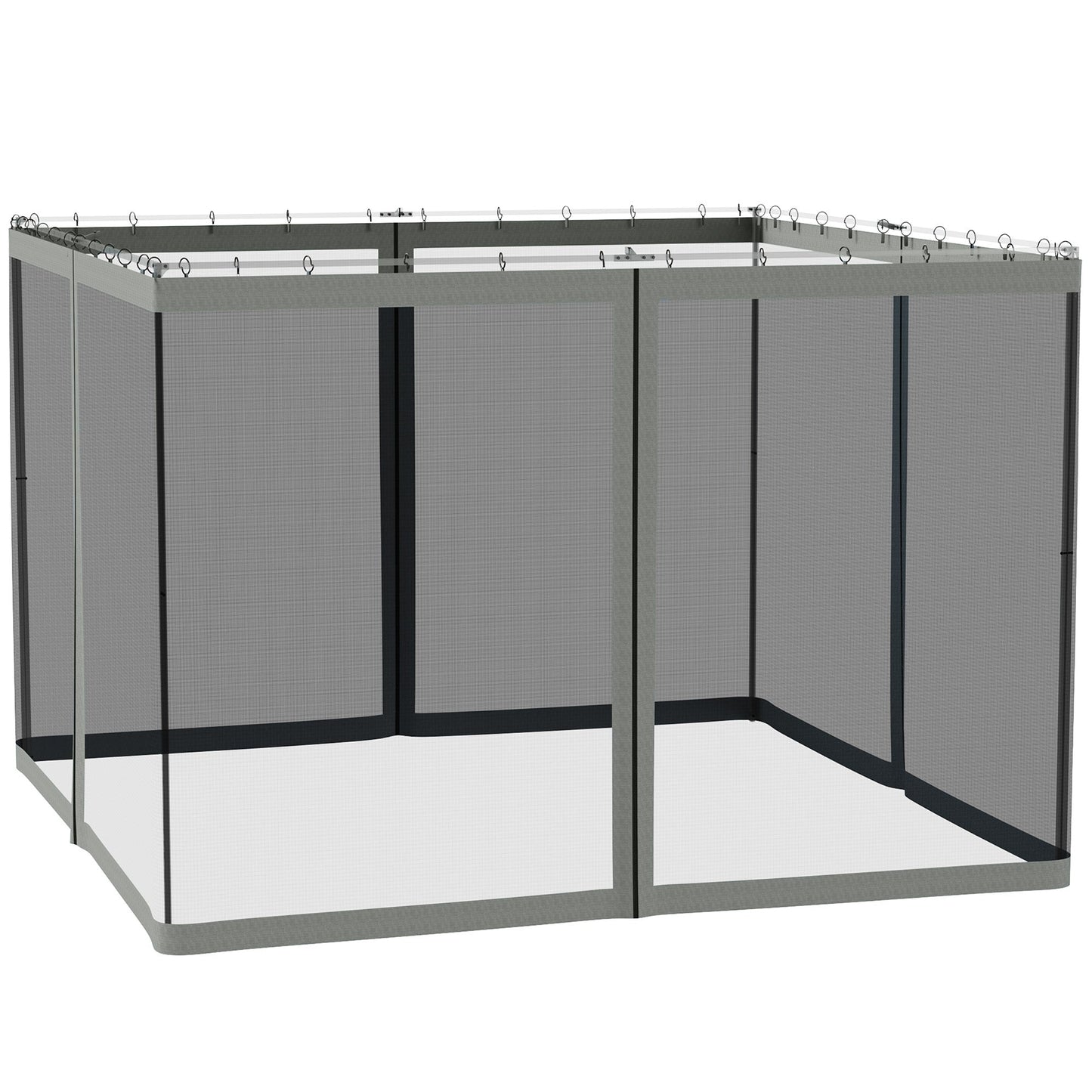Replacement Mosquito Netting for Gazebo 10' x 10' Black Screen Walls for Canopy with Zippers for Parties and Outdoor Activities, Dark Grey
