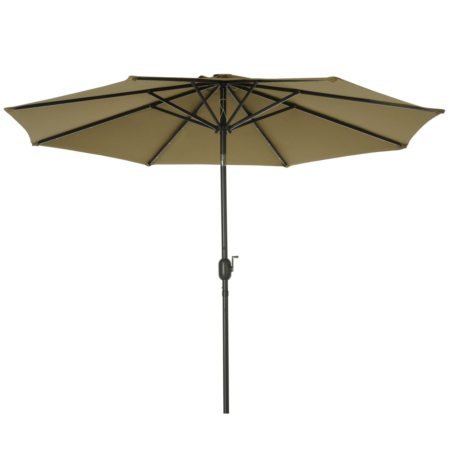 9ft Solar Patio Umbrella Outdoor Sunshade 24 LED Lights Tilt Canopy, Brown