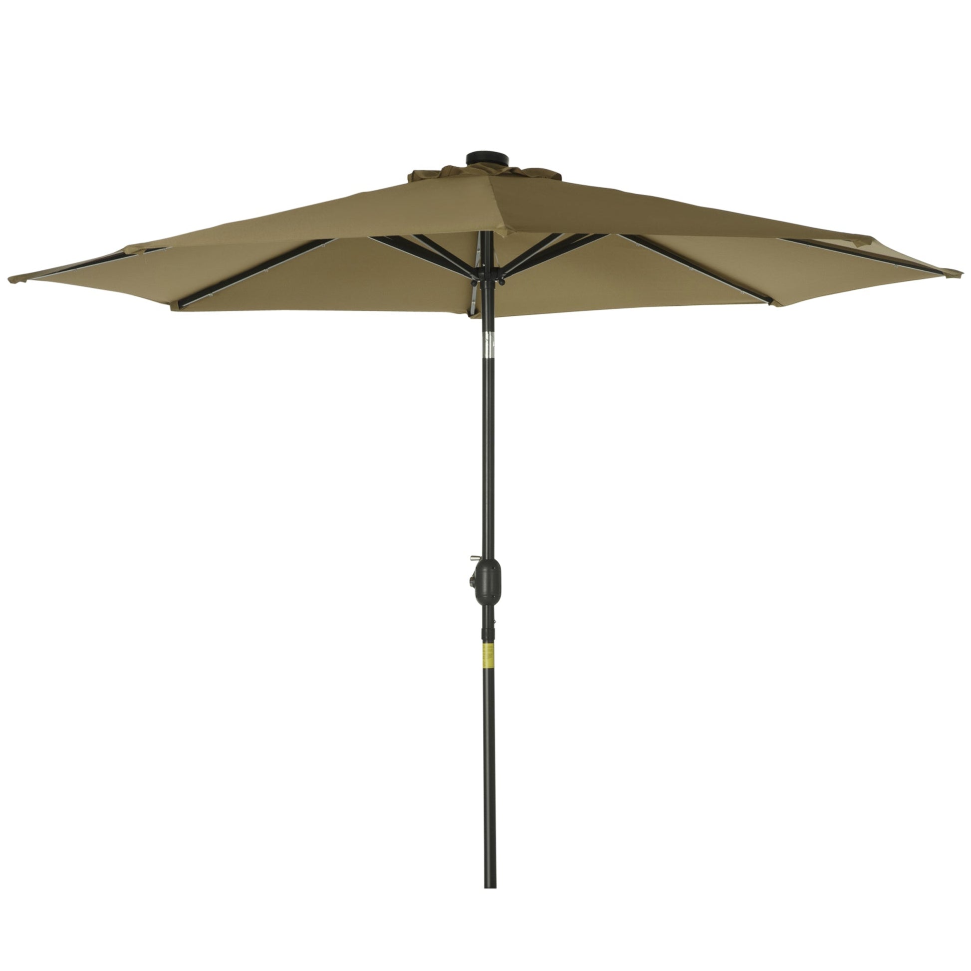 9ft Solar Patio Umbrella Outdoor Sunshade 24 LED Lights Tilt Canopy, Brown