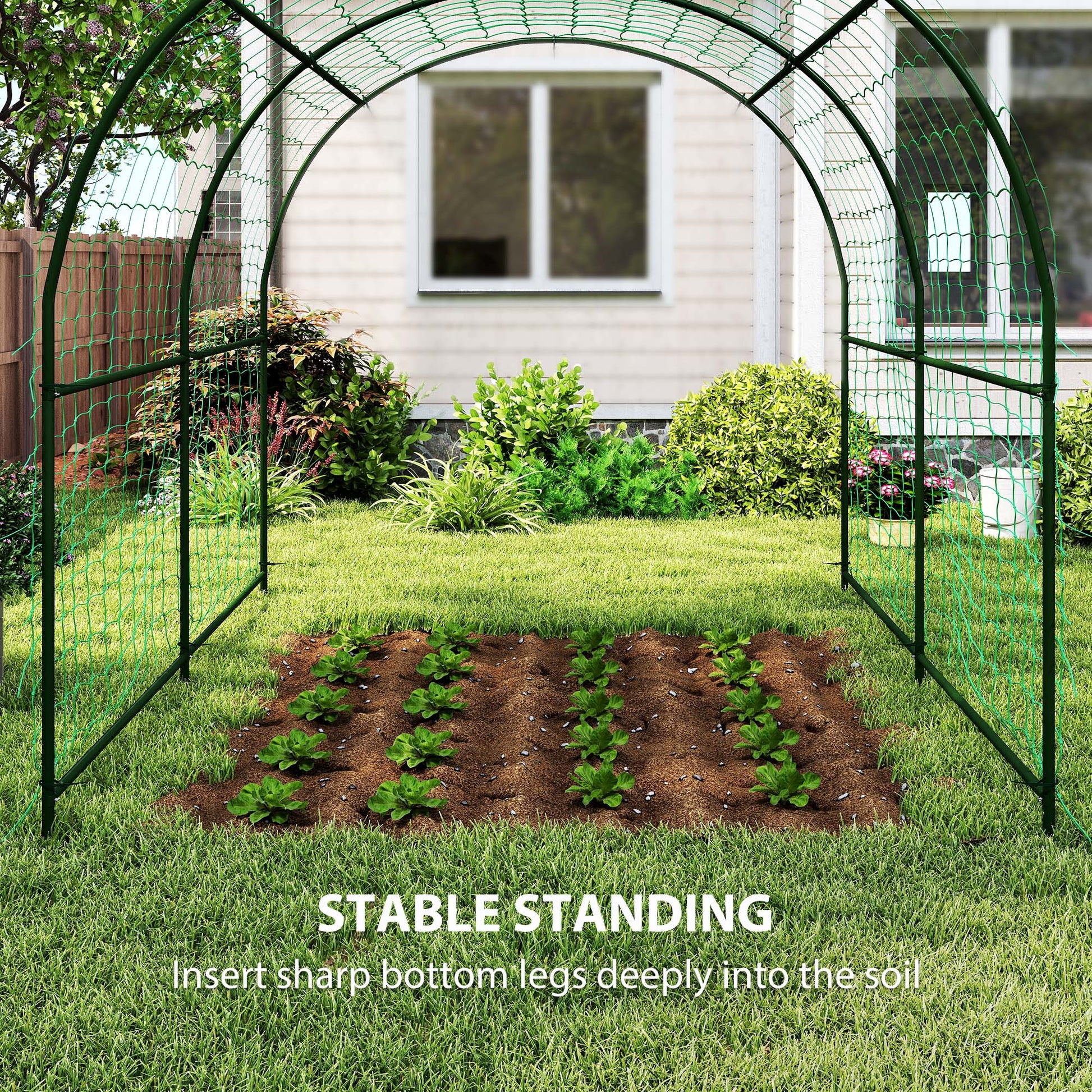Garden Arch Trellis for Climbing Plants Outdoor, 7.1FT Tall Cucumber Trellis with Climbing Net, Metal Plant Support Archway for Backyard, Lawn, Party, Wedding, Ceremony