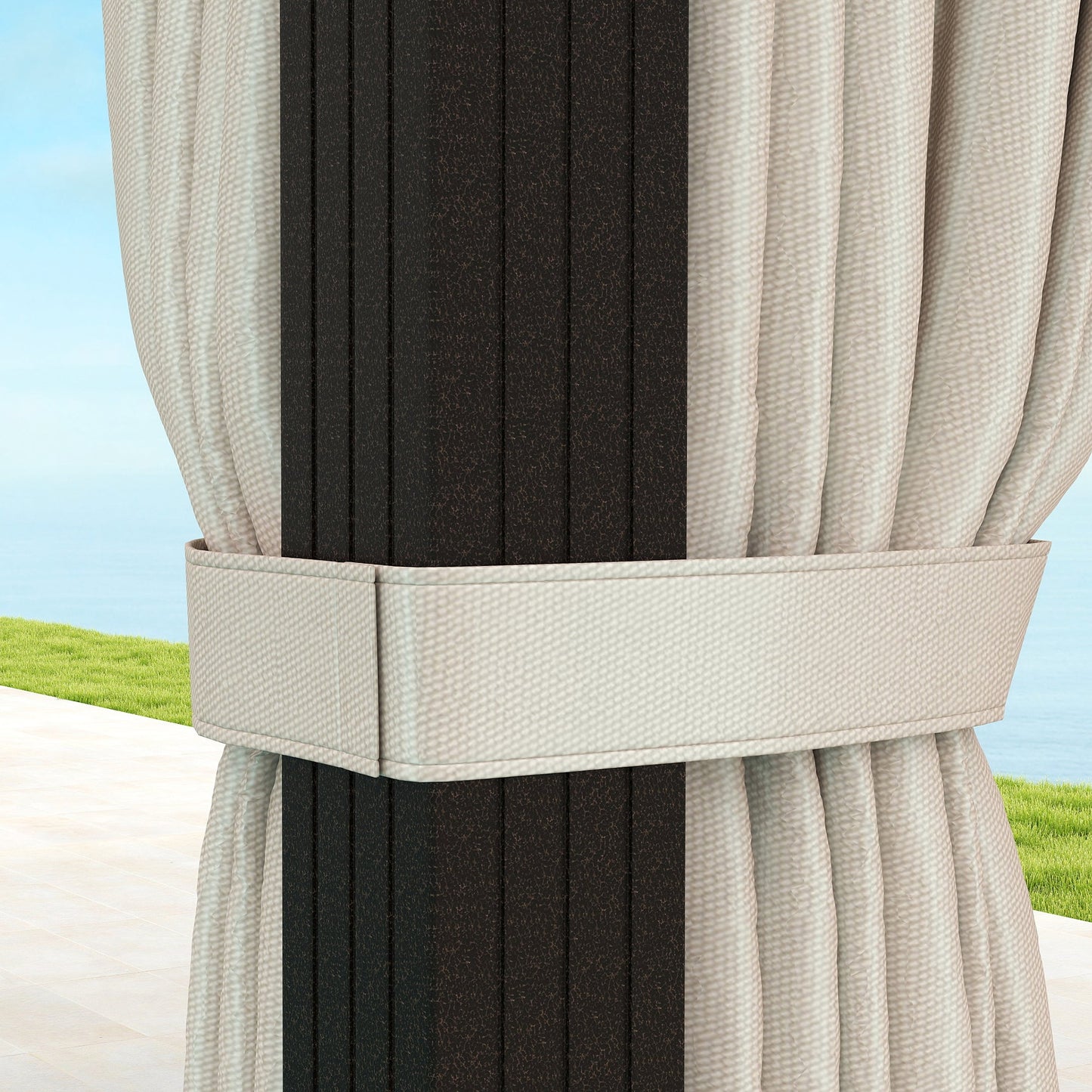 10' x 13' Hardtop Gazebo Canopy with UPF30+ Double Polycarbonate Roof, Aluminum Frame Outdoor Gazebo Permanent Pavilion with Mosquito Netting and Curtains, Beige