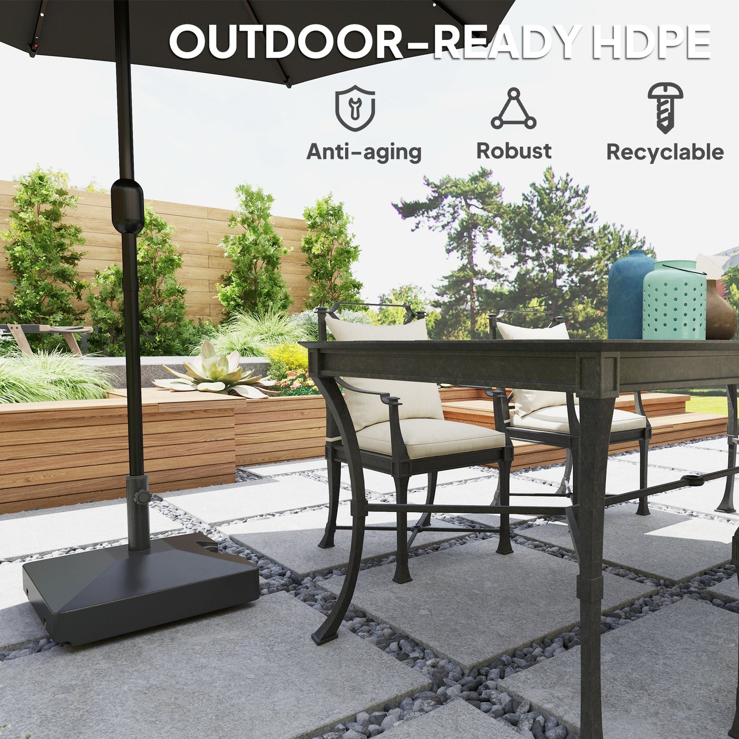 Patio Umbrella Base with Wheels Handle, Heavy Duty Outdoor Umbrella Stand Base, Filled Up to 73lbs with Stand or 57lbs with Water for Garden, Poolside, Black