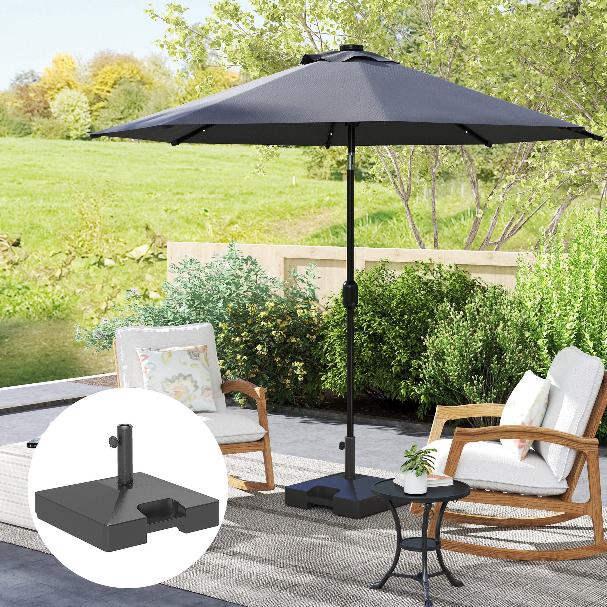 Patio Umbrella Base with Wheels Handle, Heavy Duty Outdoor Umbrella Stand Base, Filled Up to 73lbs with Stand or 57lbs with Water for Garden, Poolside, Black