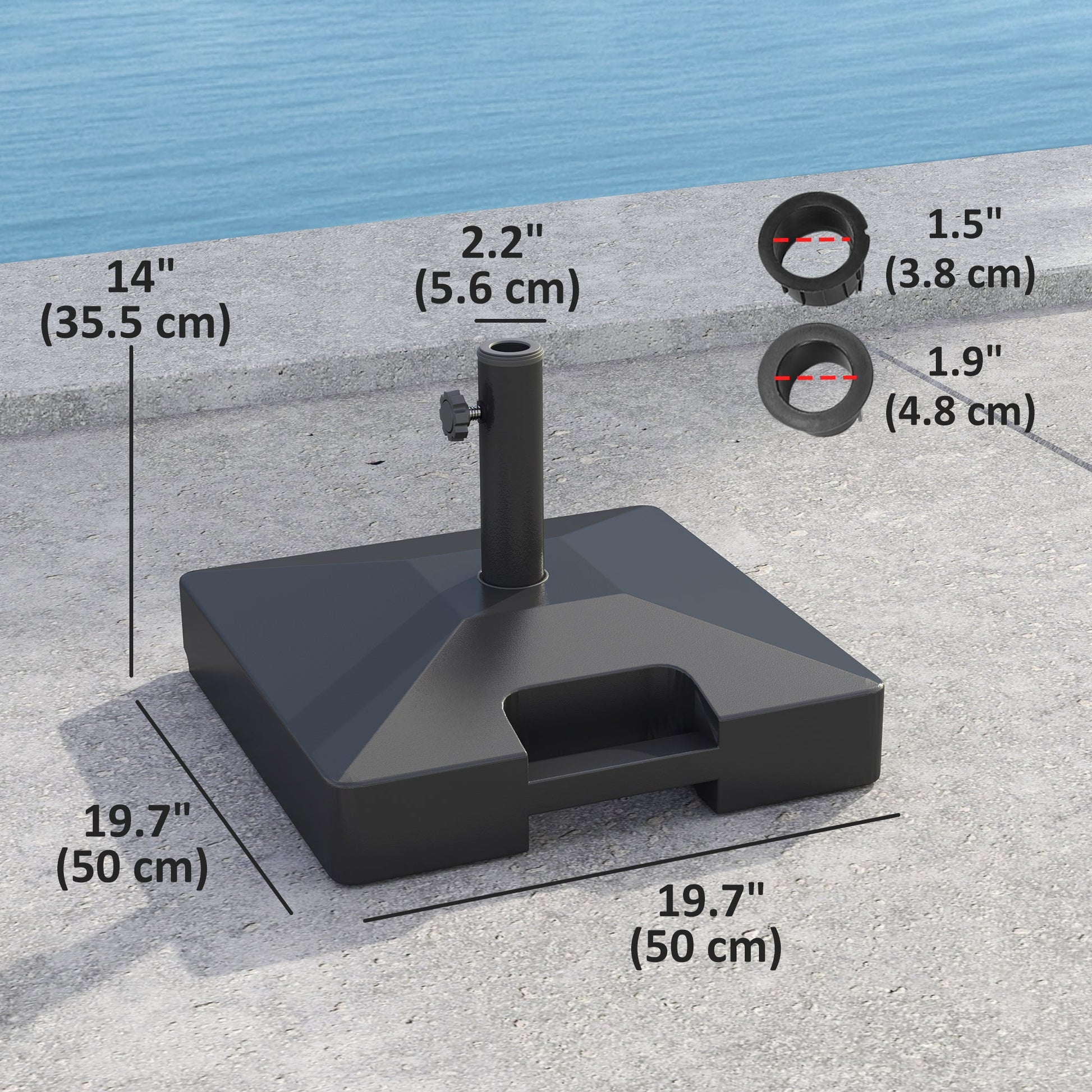 Patio Umbrella Base with Wheels Handle, Heavy Duty Outdoor Umbrella Stand Base, Filled Up to 73lbs with Stand or 57lbs with Water for Garden, Poolside, Black