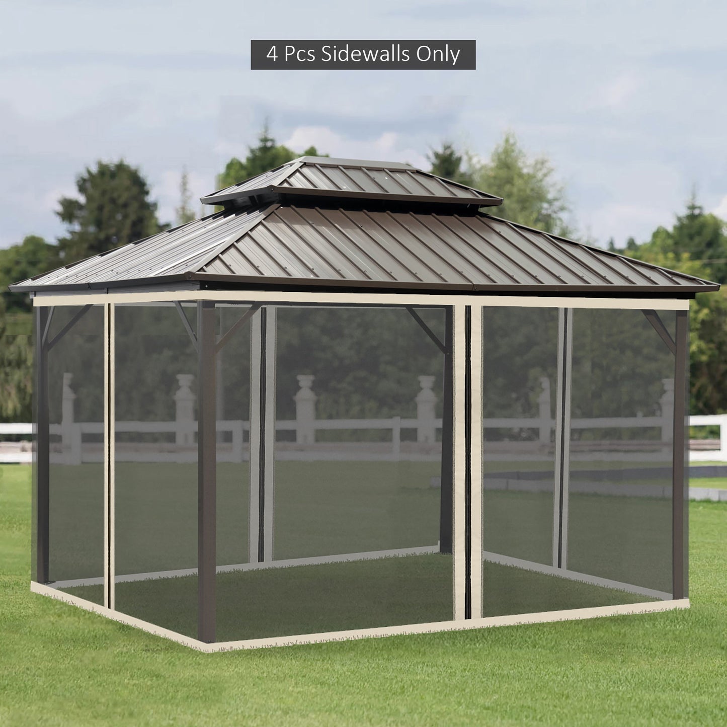 Replacement Mosquito Netting for Gazebo 10' x 12' Black Screen Walls for Canopy with Zippers for Parties and Outdoor Activities, Cream White