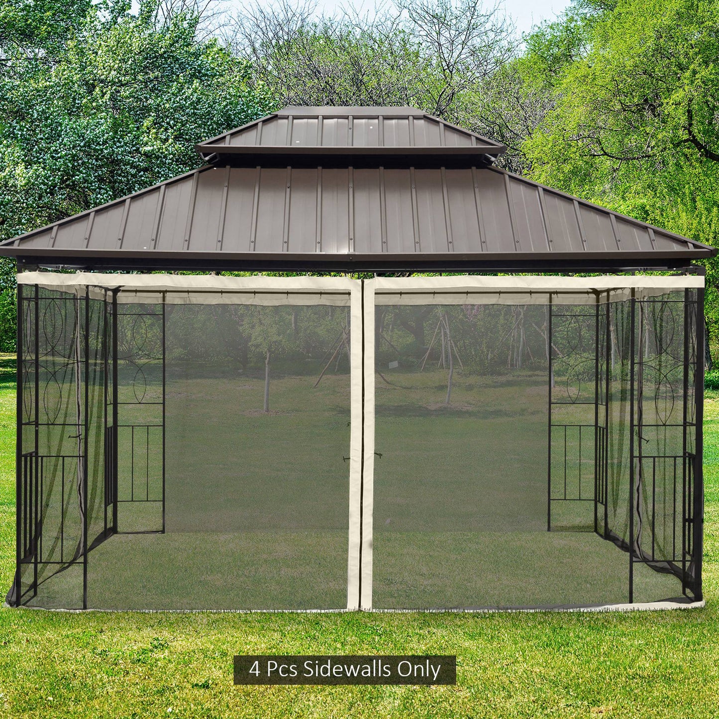 Replacement Mosquito Netting for Gazebo 10' x 12' Black Screen Walls for Canopy with Zippers for Parties and Outdoor Activities, Cream White
