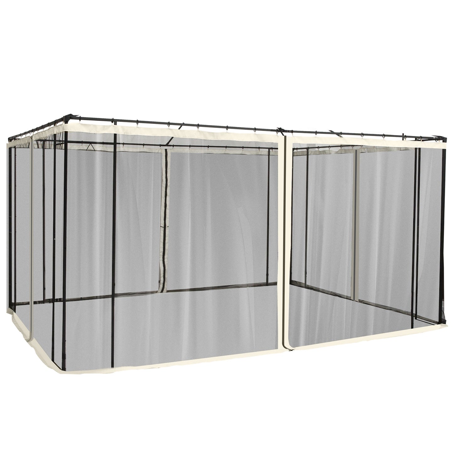 Replacement Mosquito Netting for Gazebo 10' x 12' Black Screen Walls for Canopy with Zippers for Parties and Outdoor Activities, Cream White