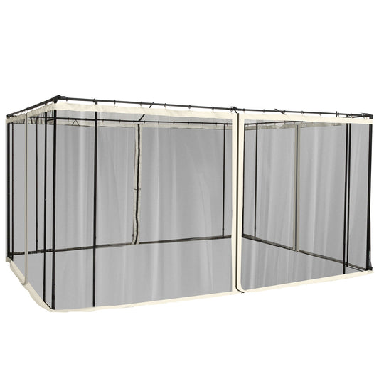 Replacement Mosquito Netting for Gazebo 10' x 12' Black Screen Walls for Canopy with Zippers for Parties and Outdoor Activities, Cream White