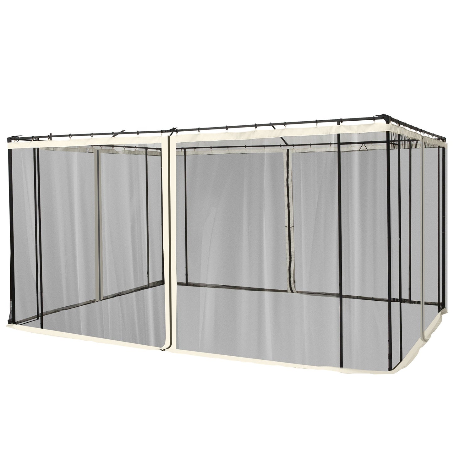 Replacement Mosquito Netting for Gazebo 10' x 12' Black Screen Walls for Canopy with Zippers for Parties and Outdoor Activities, Cream White