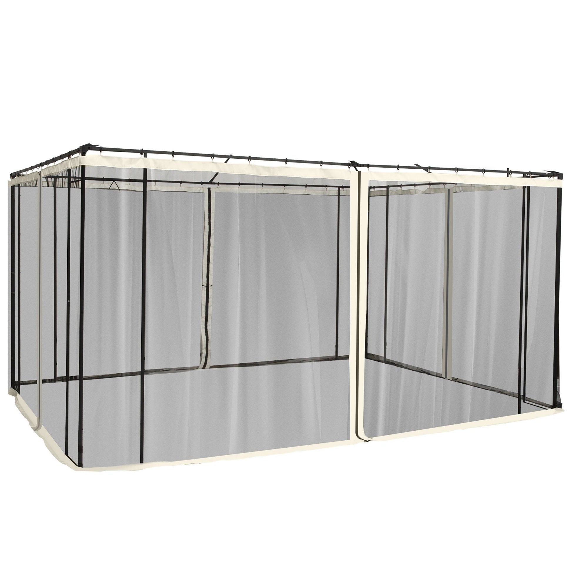 Replacement Mosquito Netting for Gazebo 10' x 12' Black Screen Walls for Canopy with Zippers for Parties and Outdoor Activities, Cream White