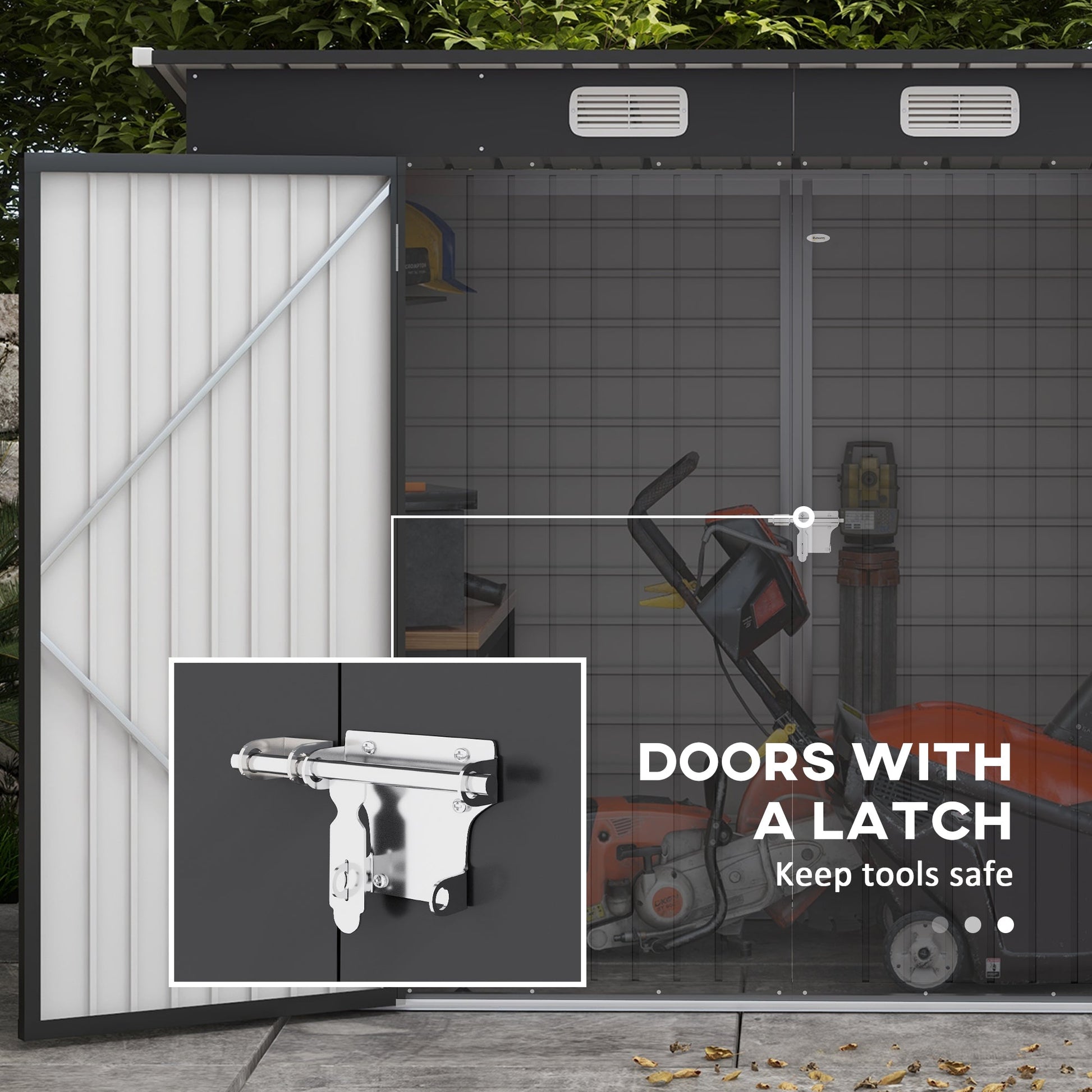 8 x 4FT Outdoor Storage Shed, Easy to Assemble Galvanized Metal Garden Shed, Waterproof Tool Shed with Lockable Door and 2 Vents for Backyard, Lawn, Patio, Grey