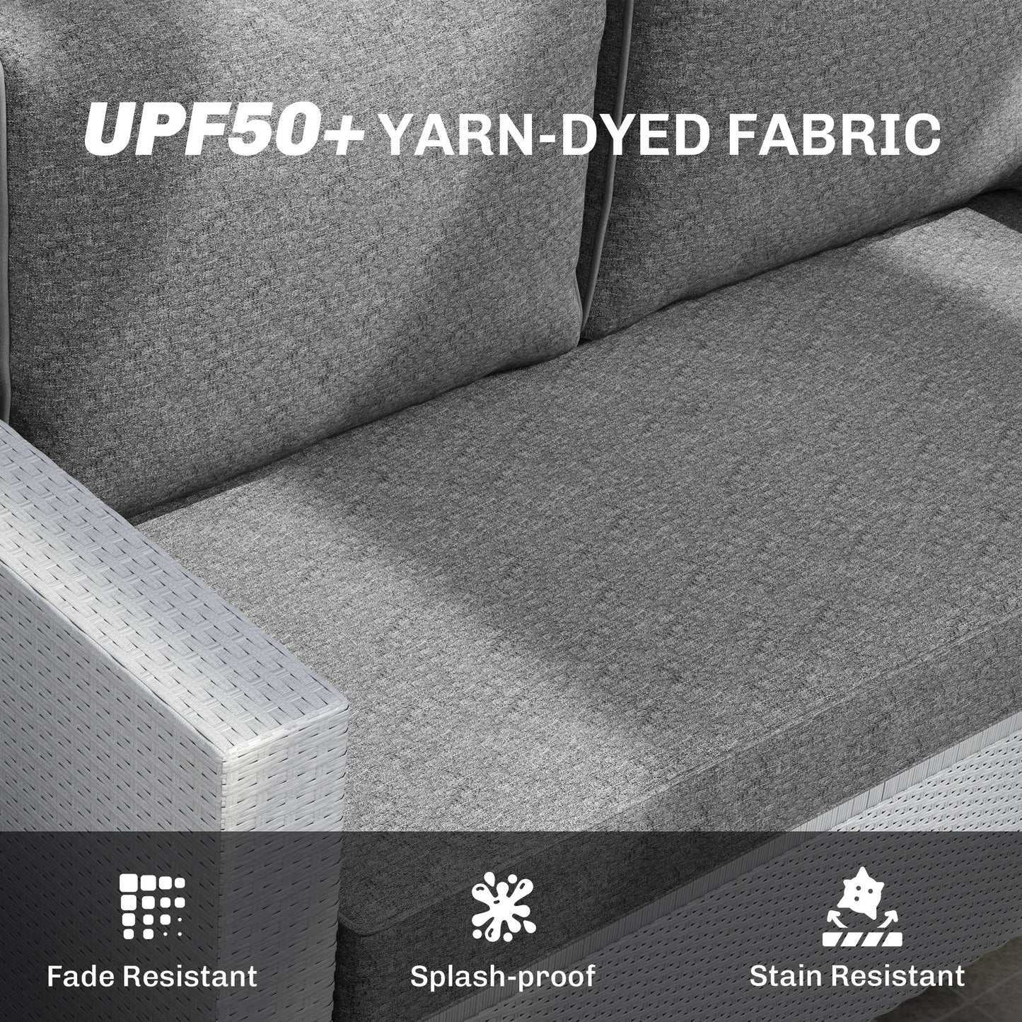 2 Seater Outdoor Seat Cushions with Backrest, Loveseat Double Sofa Outdoor Furniture Cushions, Fade-Resistant Replacement Patio Cushions for Indoor and Outdoor, Grey