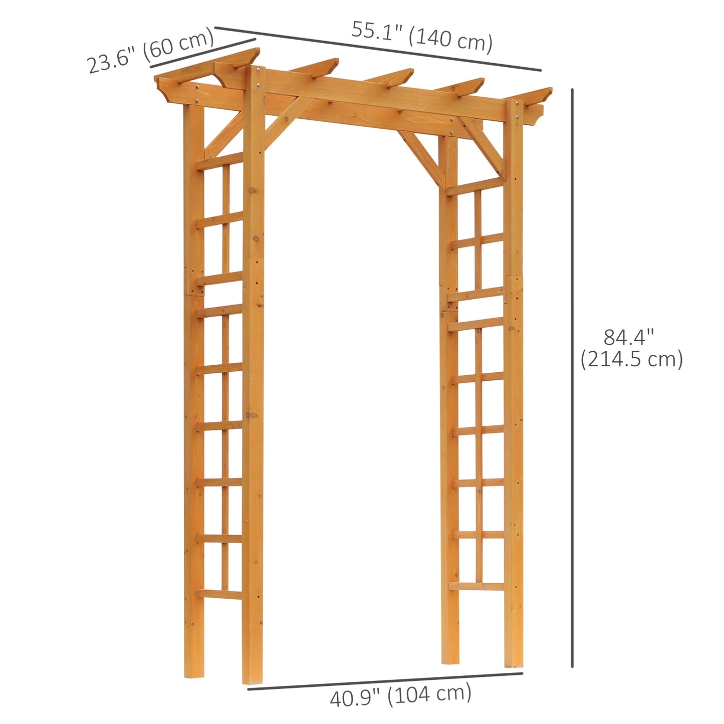 85" Wooden Garden Arbour for Wedding and Ceremony, Outdoor Garden Arch Trellis for Climbing Vines, Orange