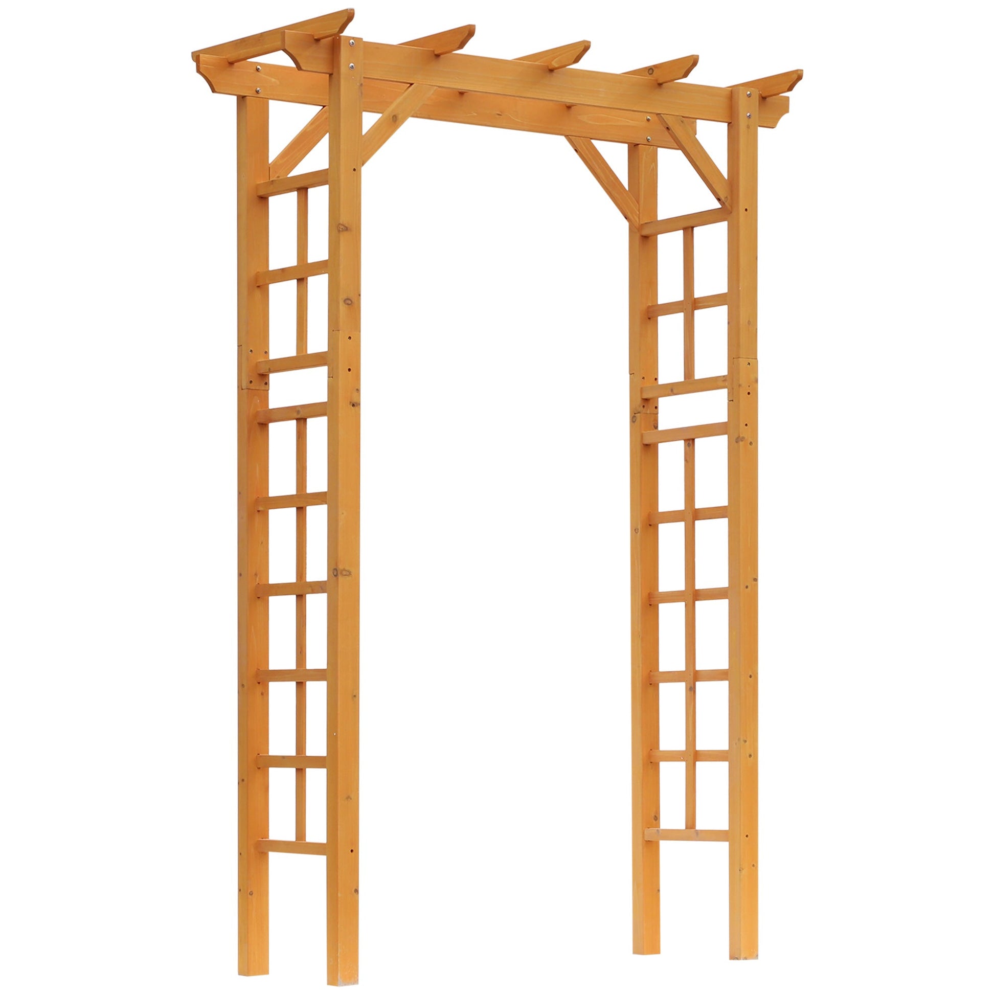85" Wooden Garden Arbour for Wedding and Ceremony, Outdoor Garden Arch Trellis for Climbing Vines, Orange
