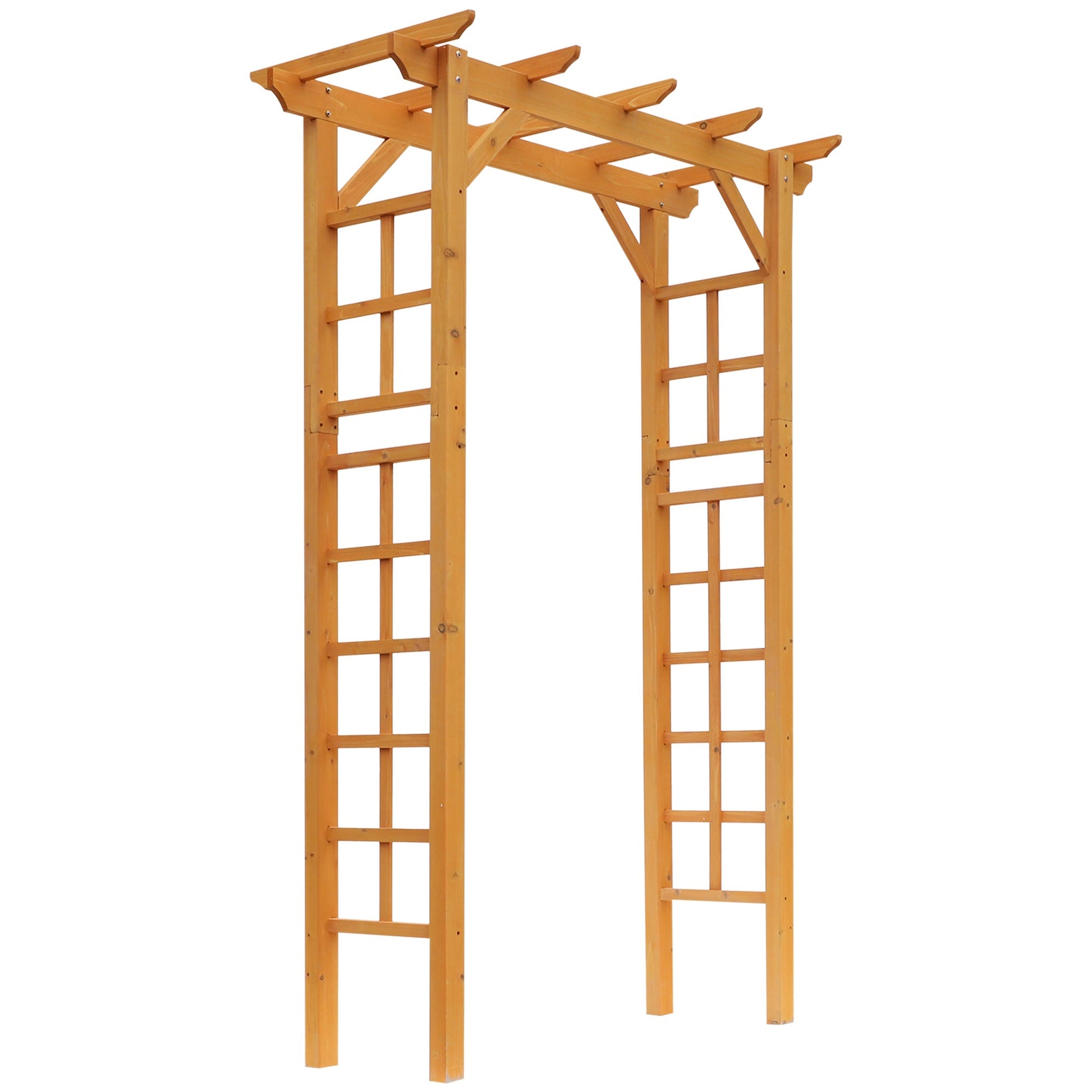 85" Wooden Garden Arbour for Wedding and Ceremony, Outdoor Garden Arch Trellis for Climbing Vines, Orange