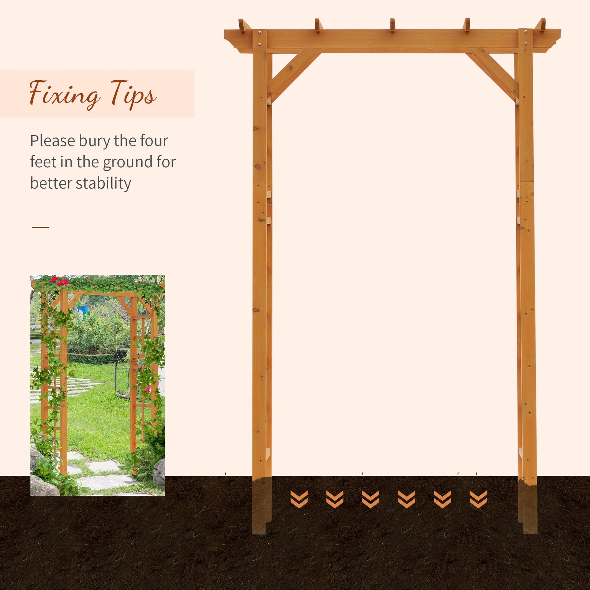 85" Wooden Garden Arbour for Wedding and Ceremony, Outdoor Garden Arch Trellis for Climbing Vines, Orange
