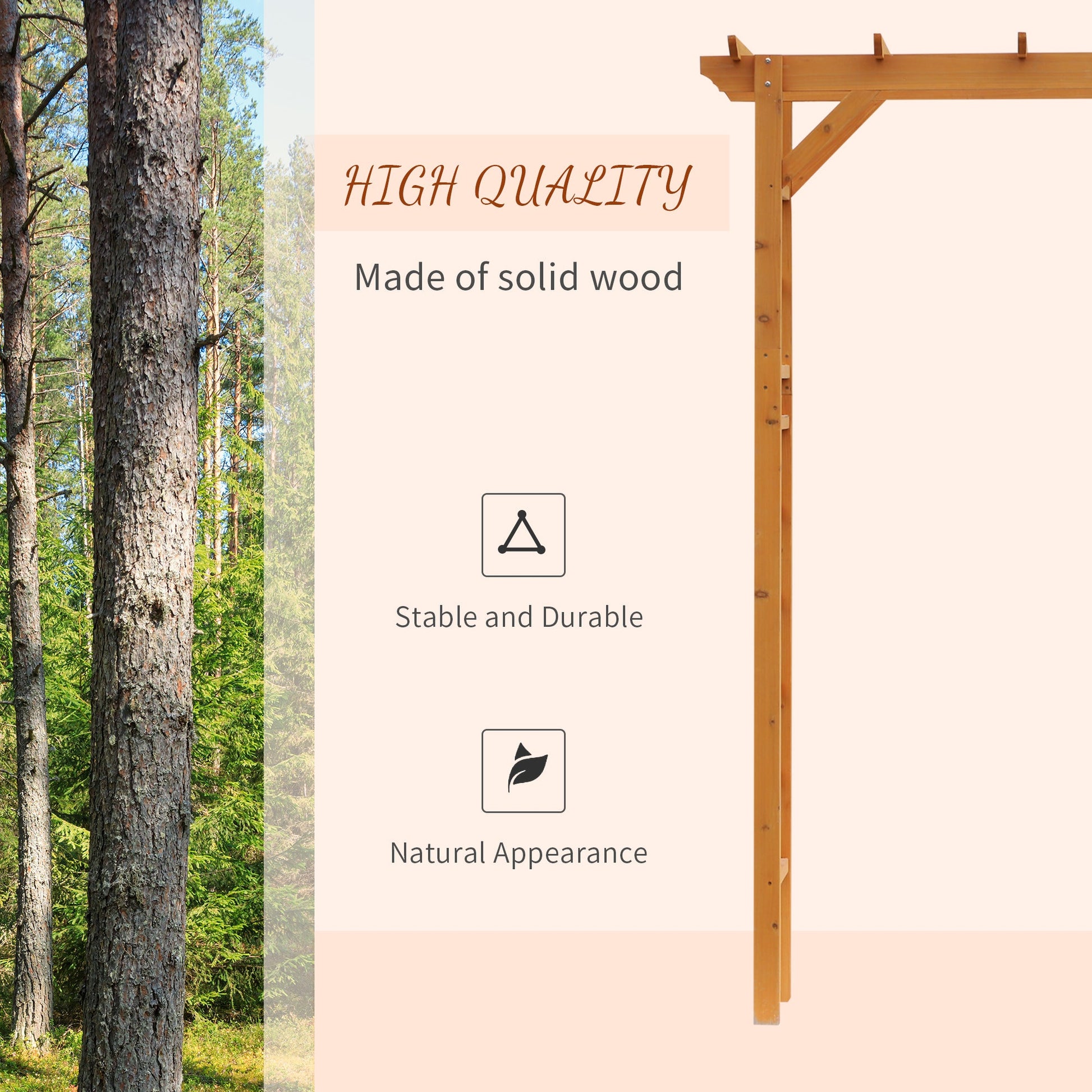 85" Wooden Garden Arbour for Wedding and Ceremony, Outdoor Garden Arch Trellis for Climbing Vines, Orange