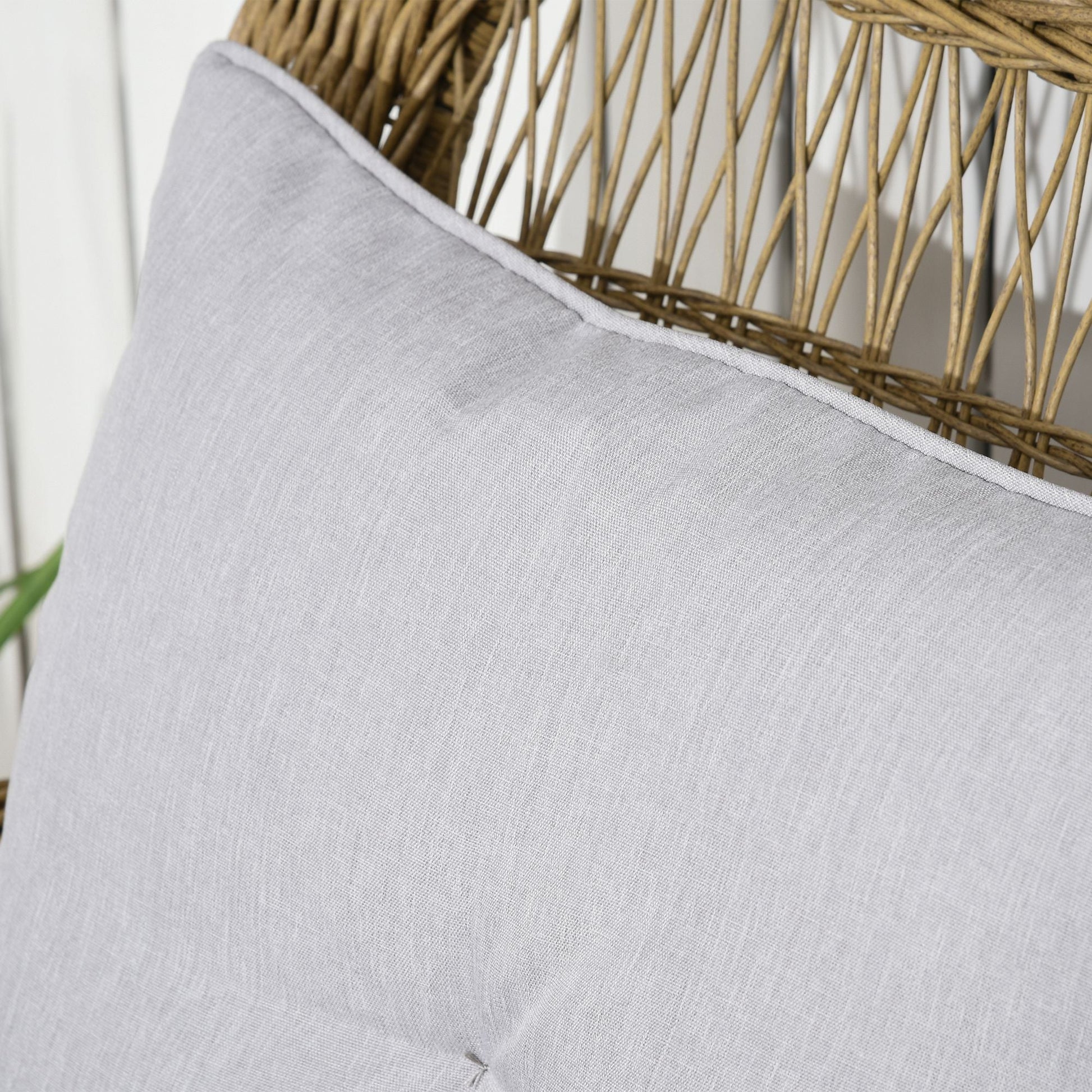Outdoor PE Rattan Rocking Chair with Cushions, Patio Luxury Round Wicker Garden Porch Furniture w/ Armrest and High Backrest for Backyard, Garden, Light Grey