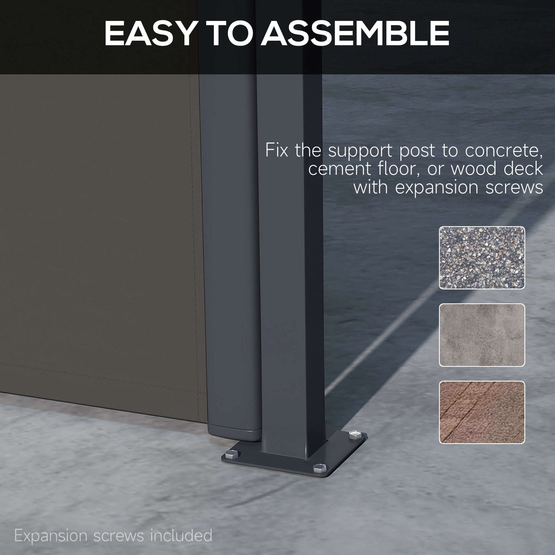 13' x 6' Retractable Side Awning, Garden Privacy Screen Divider, Full Cassette Windbreaker for Hot Tub, Balcony, Terrace, Pool, Dark Grey