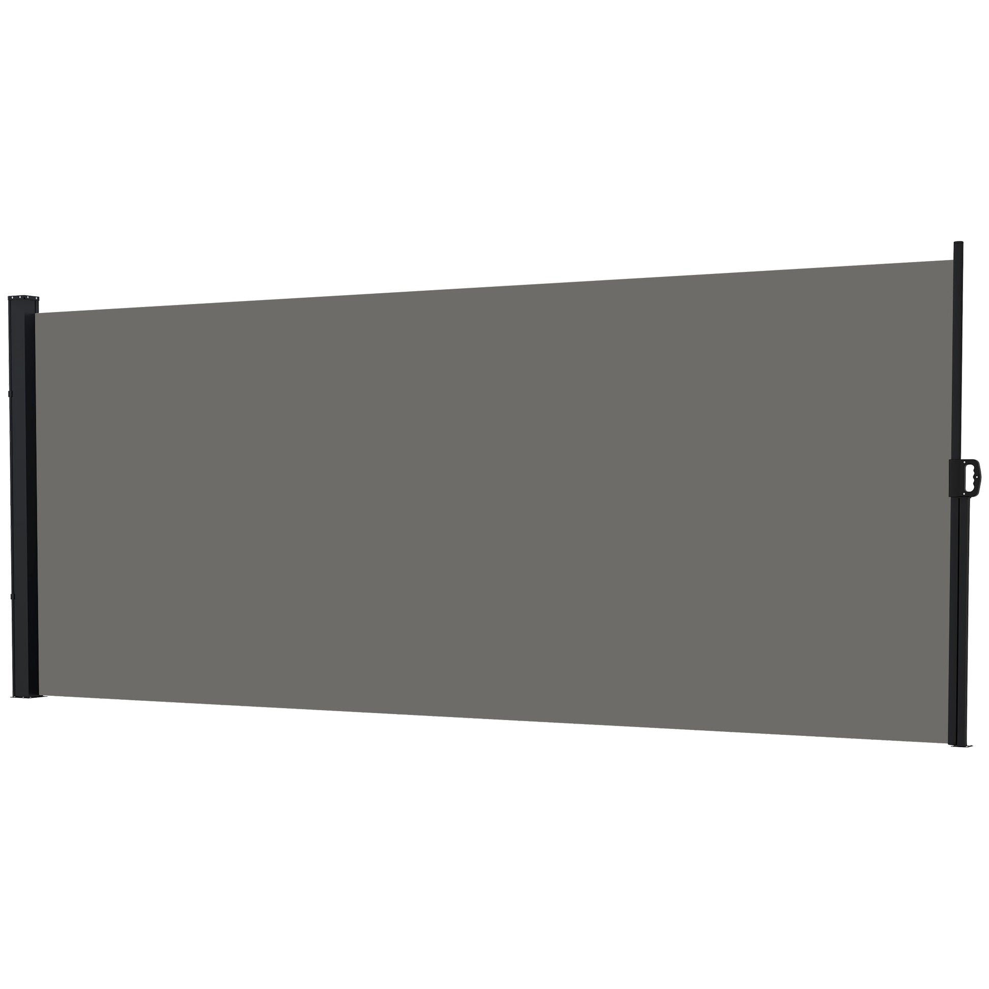 13' x 6' Retractable Side Awning, Garden Privacy Screen Divider, Full Cassette Windbreaker for Hot Tub, Balcony, Terrace, Pool, Dark Grey