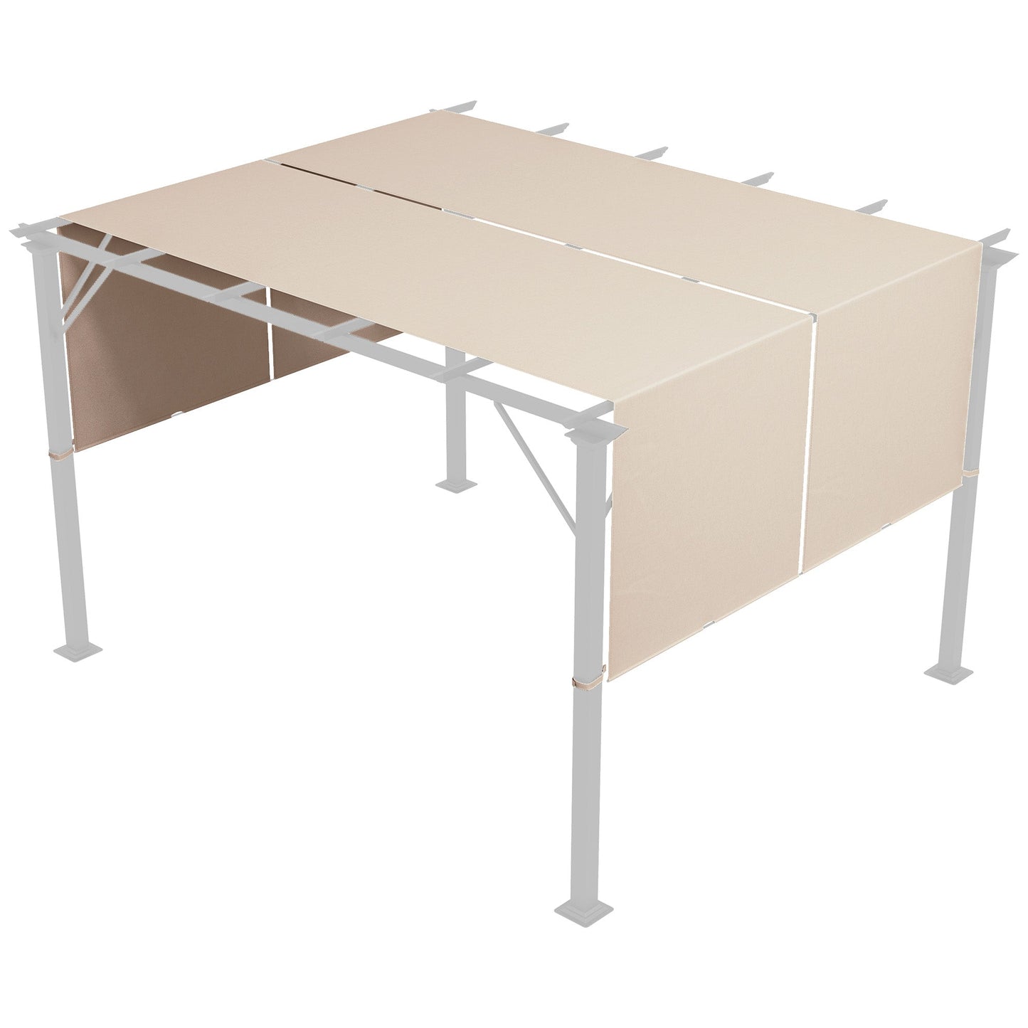 2 Pcs 16 x 4ft Pergola Canopy Replacement, UV Protection Pergola Shade Cover, Easy to Install, for 10 x 10ft Pergola, Khaki