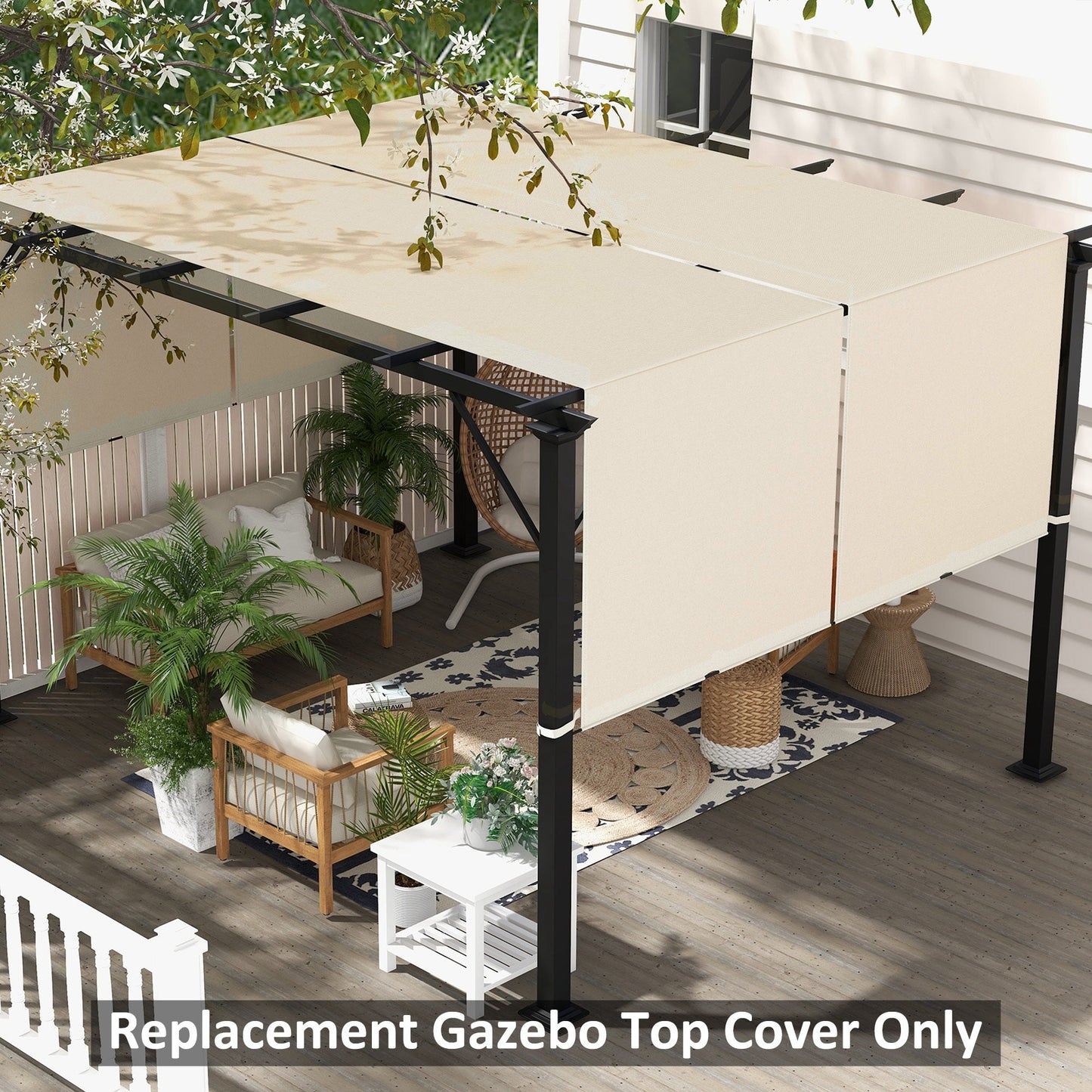 2 Pcs 16 x 4ft Pergola Canopy Replacement, UV Protection Pergola Shade Cover, Easy to Install, for 10 x 10ft Pergola, Cover ONLY, Khaki