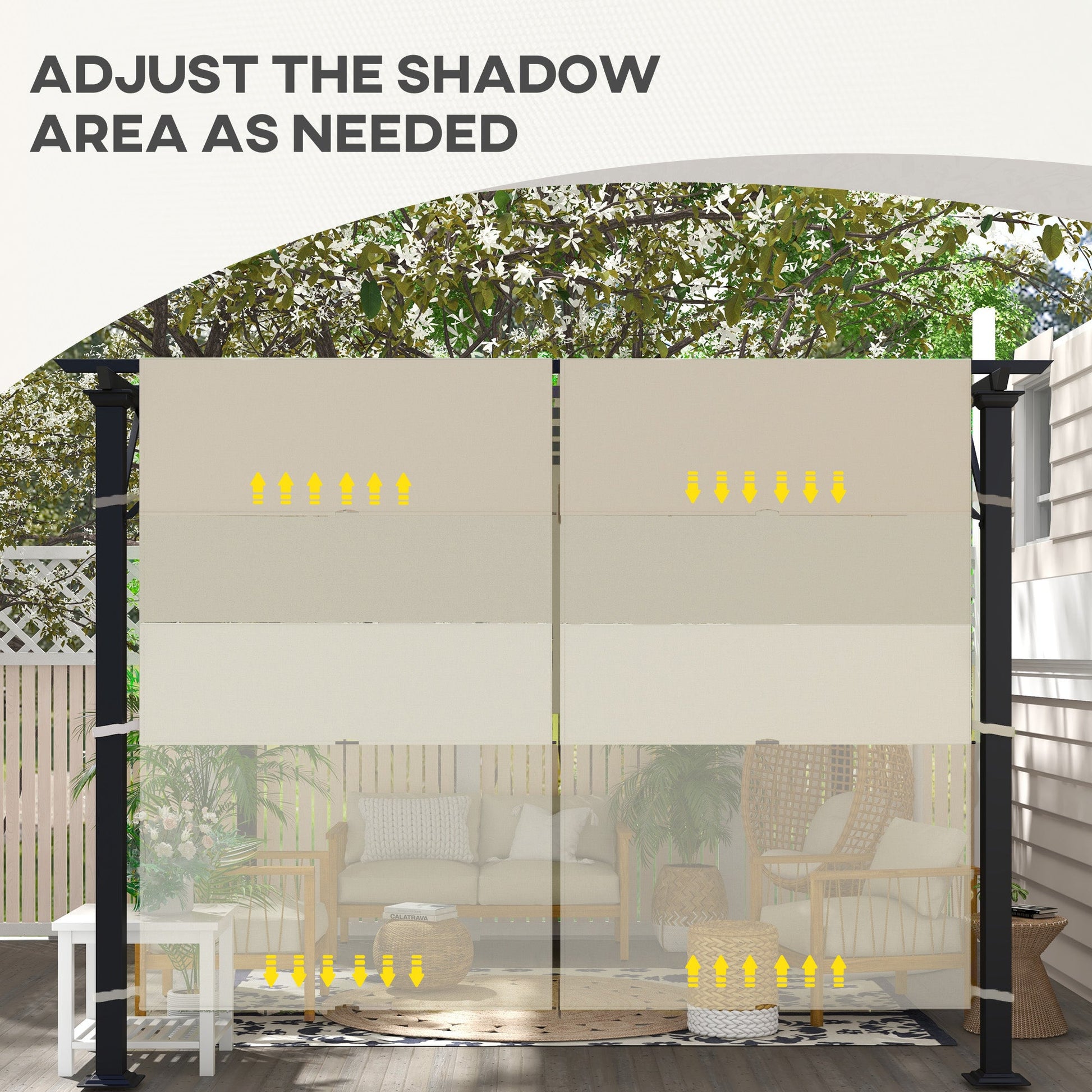 2 Pcs 16 x 4ft Pergola Canopy Replacement, UV Protection Pergola Shade Cover, Easy to Install, for 10 x 10ft Pergola, Cover ONLY, Khaki